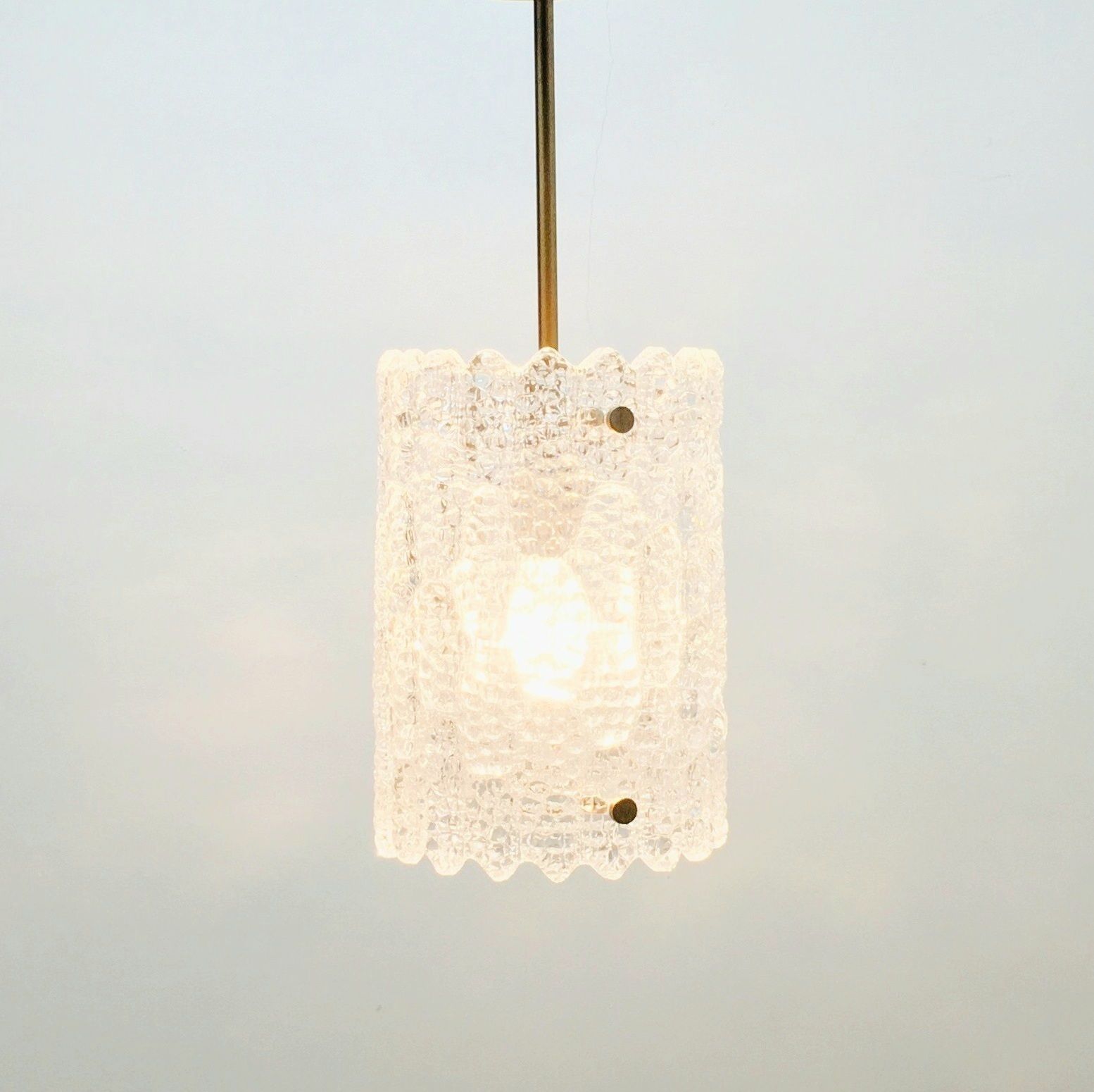 Mid Century Kristalglazen & Messing Plafondlamp Van Carl Fagerlund Voor Orrefors, Zweden, Jaren 1960 photo 390.0