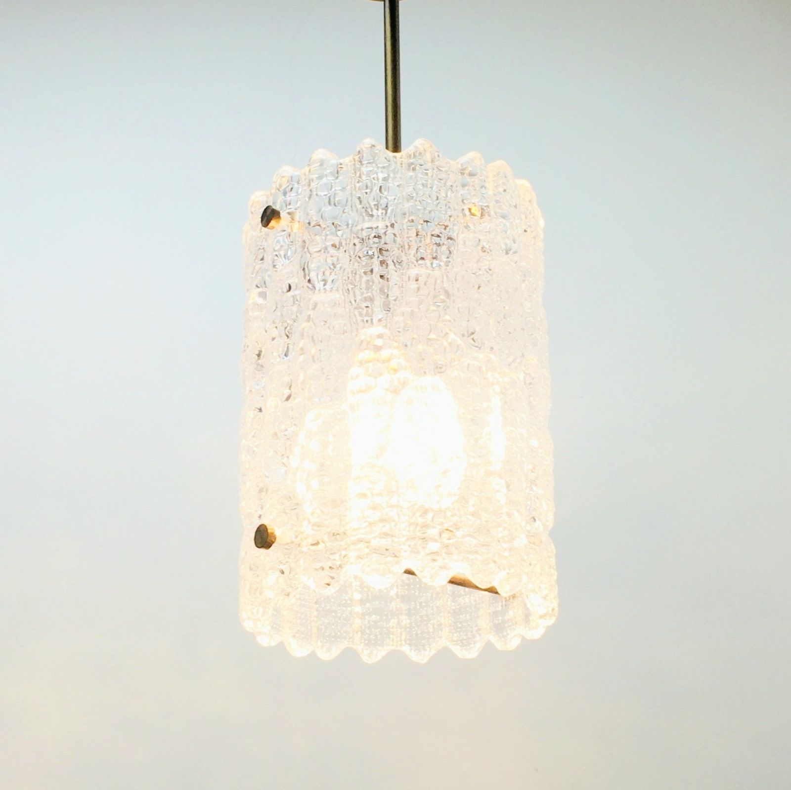 Mid Century Crystal Glass & Brass Ceiling Light By Carl Fagerlund For Orrefors, Sweden, 1960s photo Lighting