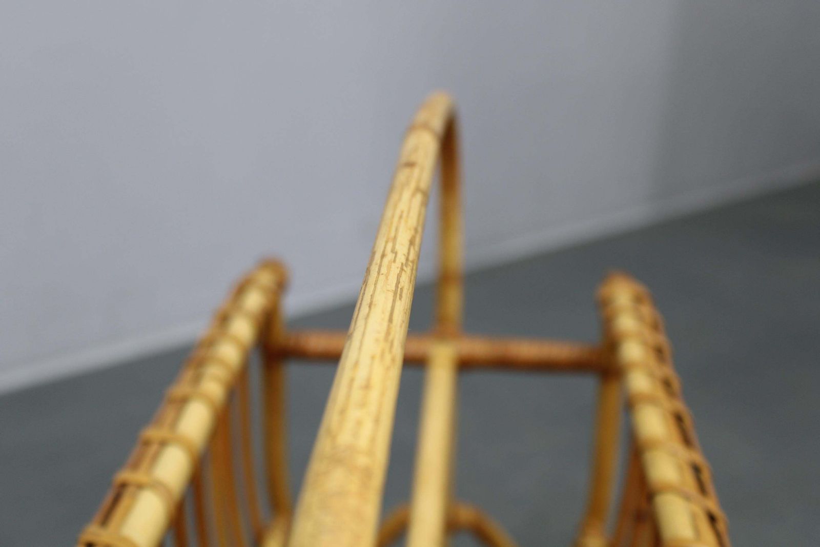 photo furniture Mid Century European Rattan Accessories Set With Tables And Magazine Racks 1960s