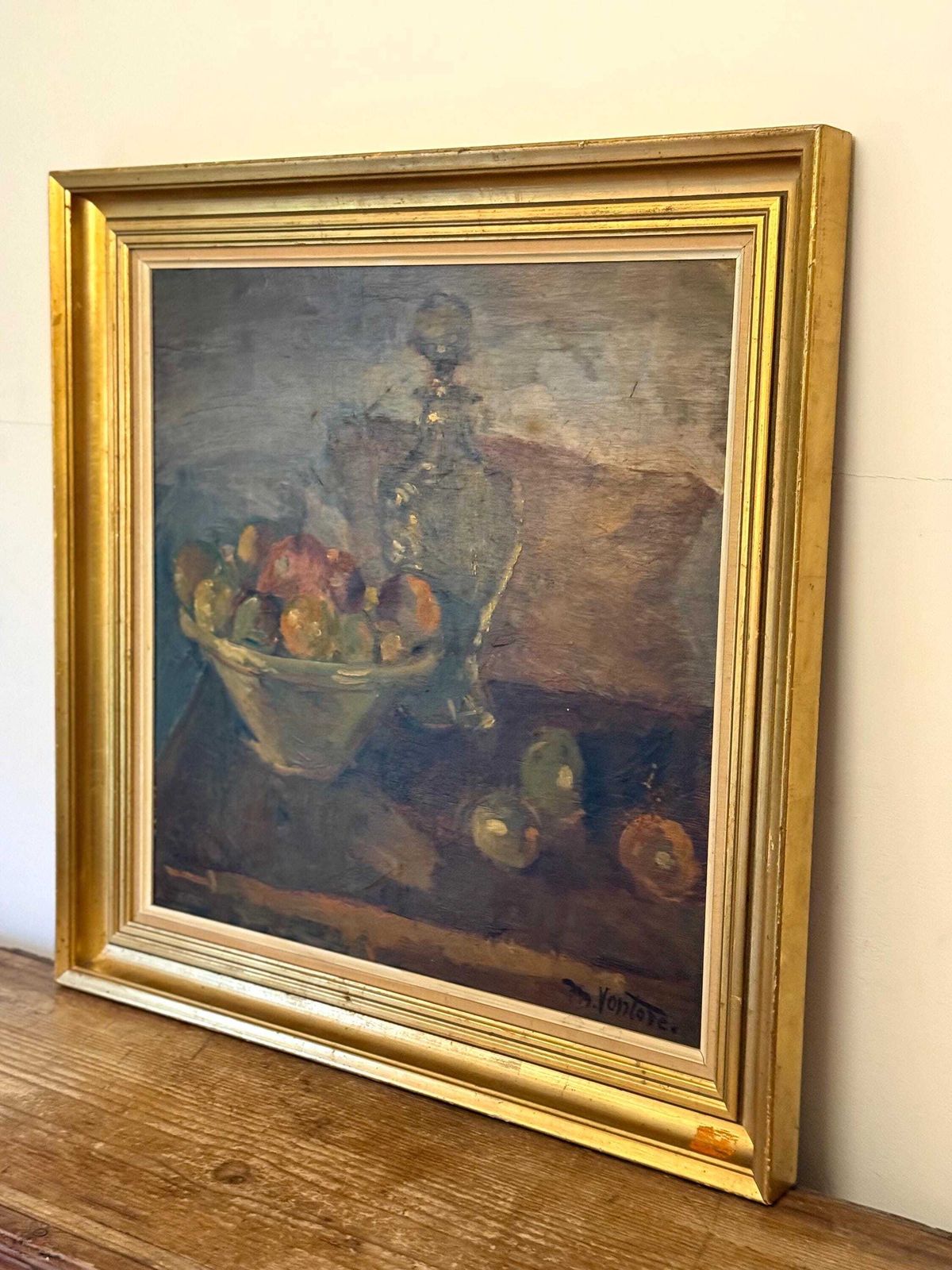 Antique Danish Still Life Oil Painting By Mogens Vantore photo furniture