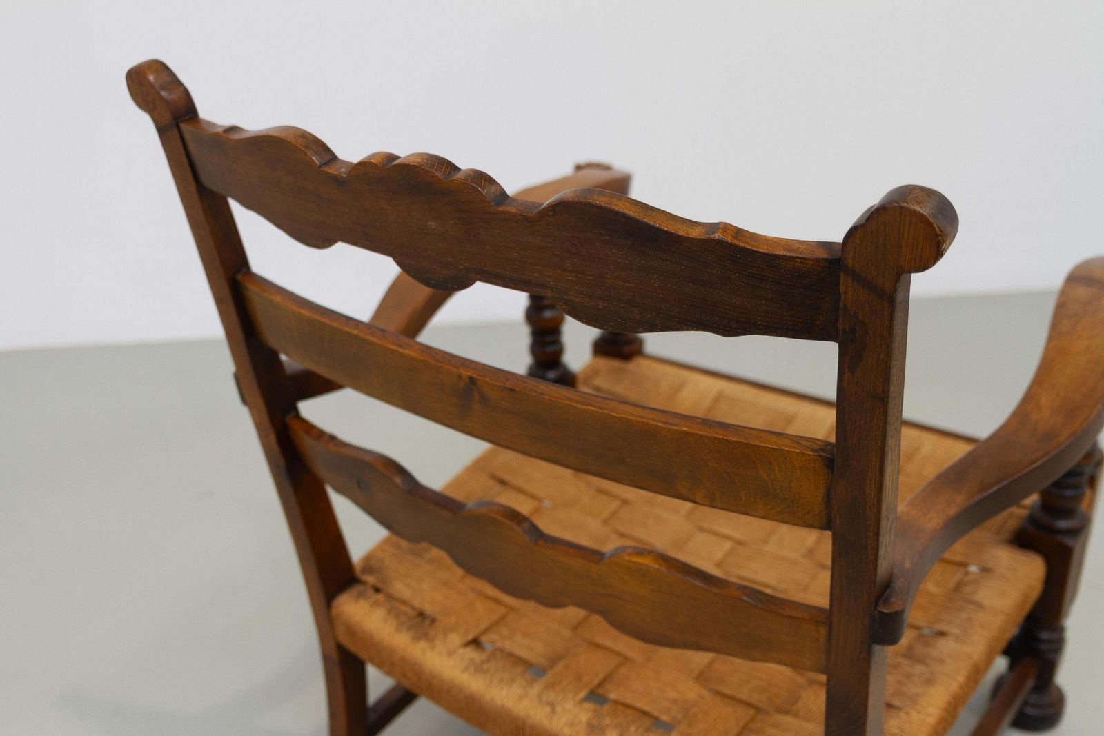 Furniture Danish Art Nouveau Lounge Chair In Oak And Papercord, 1930s. photo