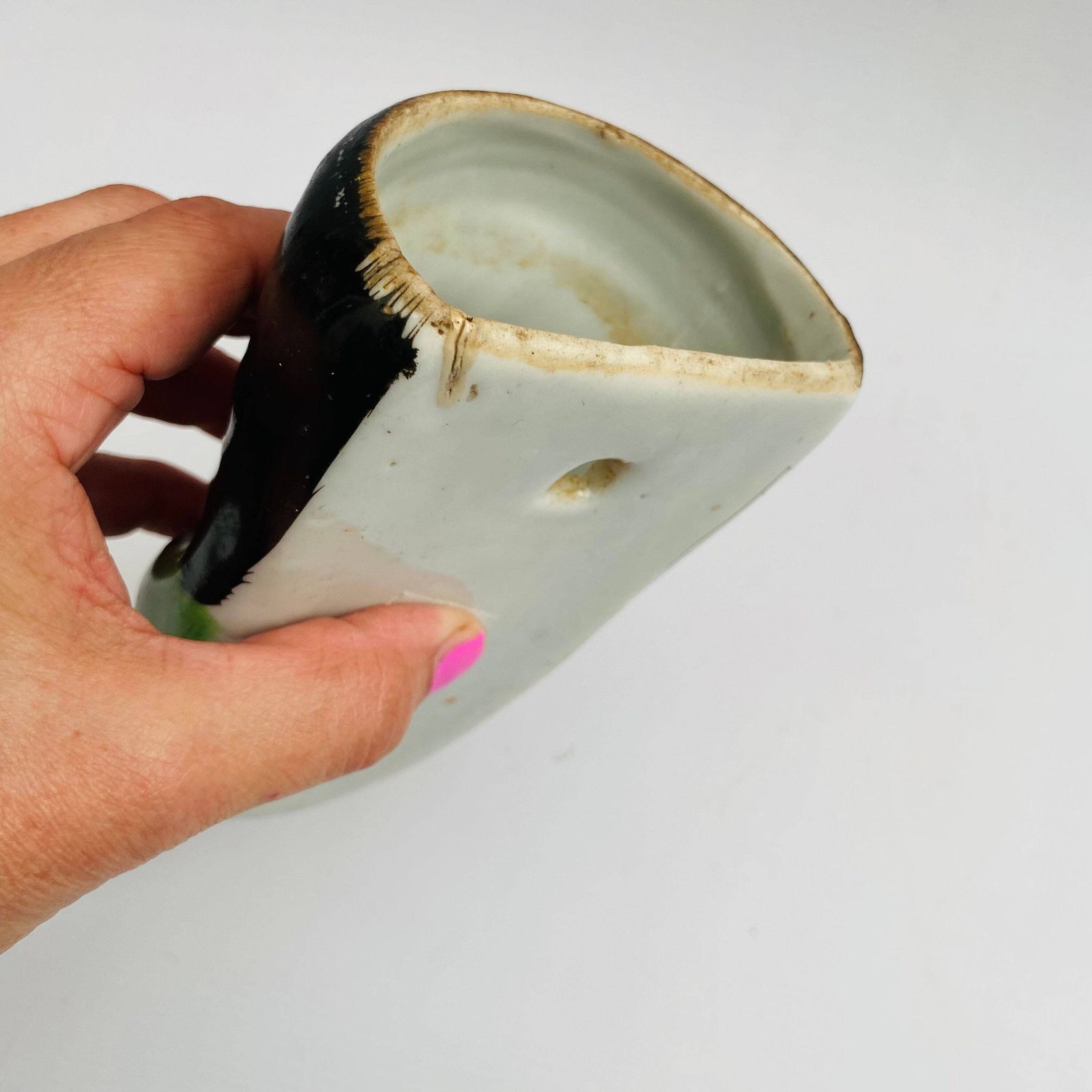 photo furniture Mid Century Japanese Porcelain Wall Vase: Hand Painted Geisha, Parent And Child