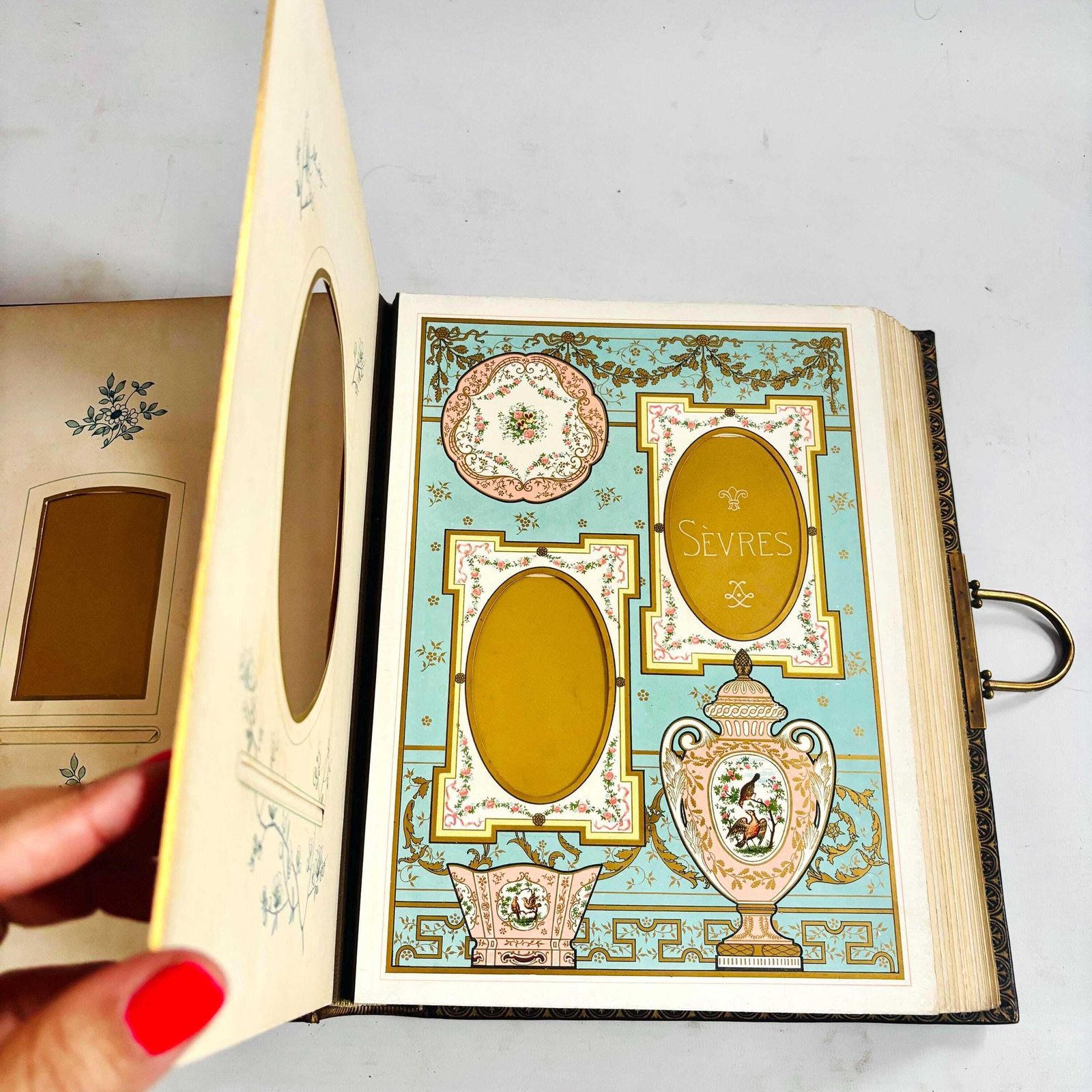 Antique Victorian Photo Album, Marcus Ward And Co, Pottery And Portraits