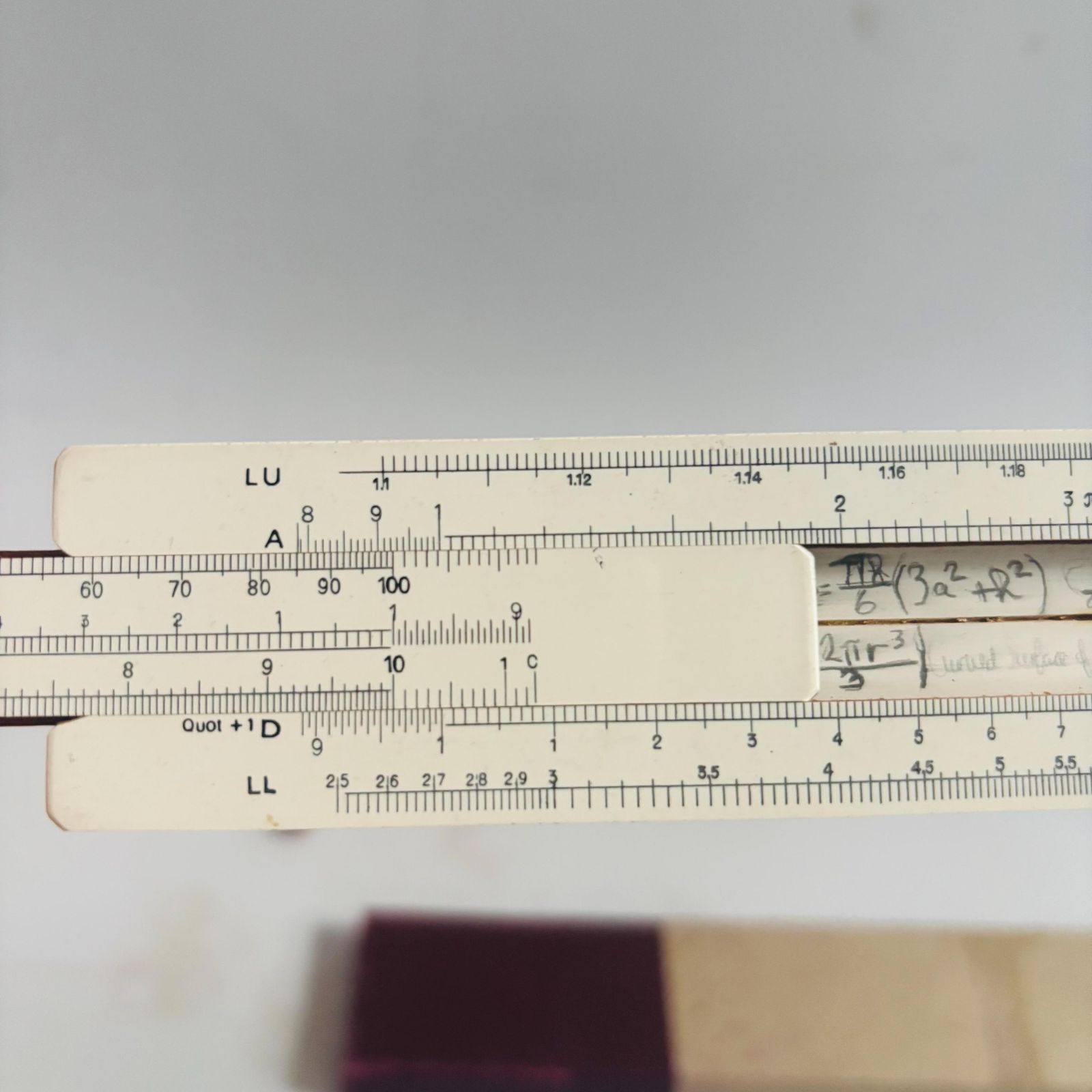 1940s British Simplon Bilateral Duplex Model Trigonometric Scales Sine, Log, And Tangent: Original Box photo vinterior