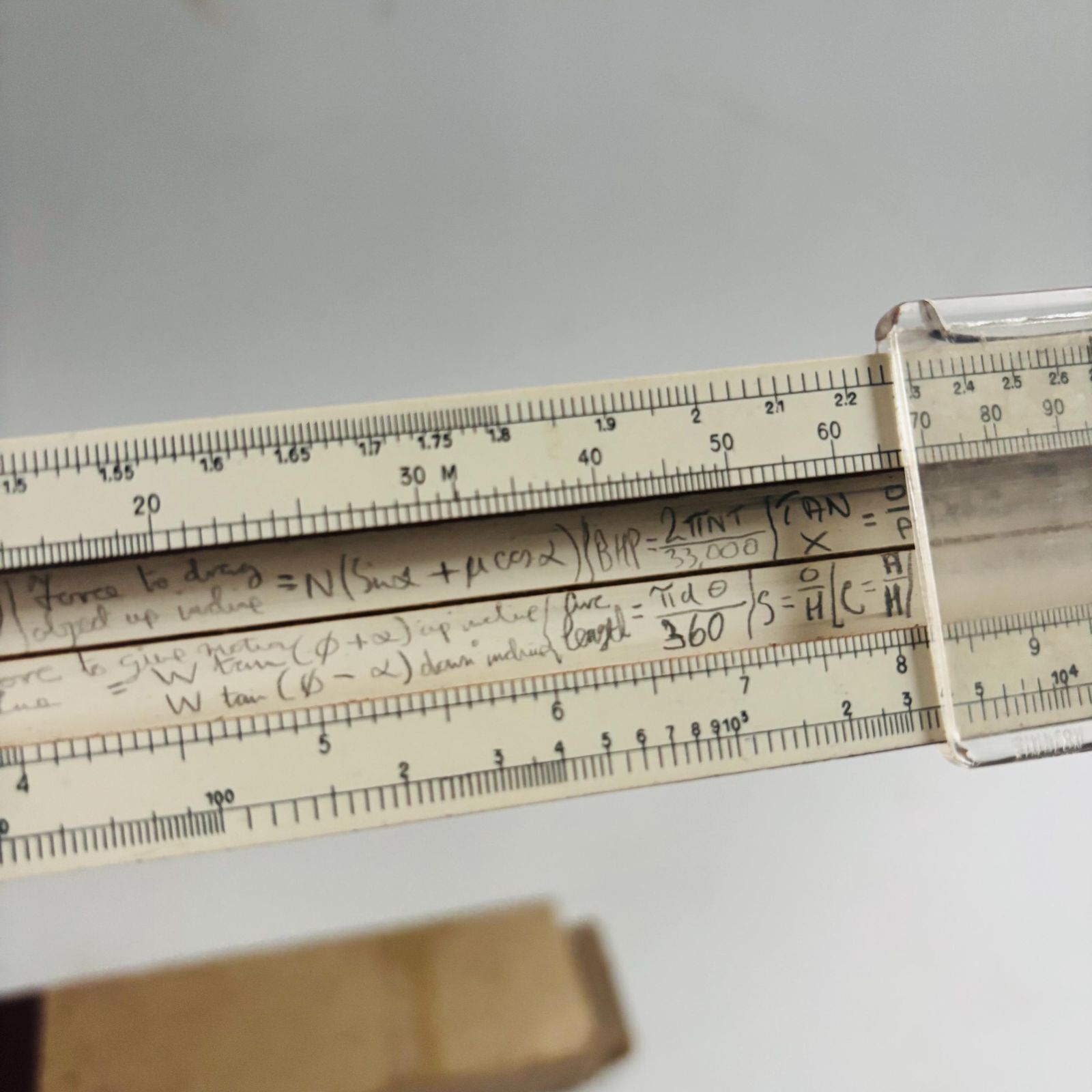 1940s British Simplon Bilateral Duplex Model Trigonometric Scales Sine, Log, And Tangent: Original Box photo buy