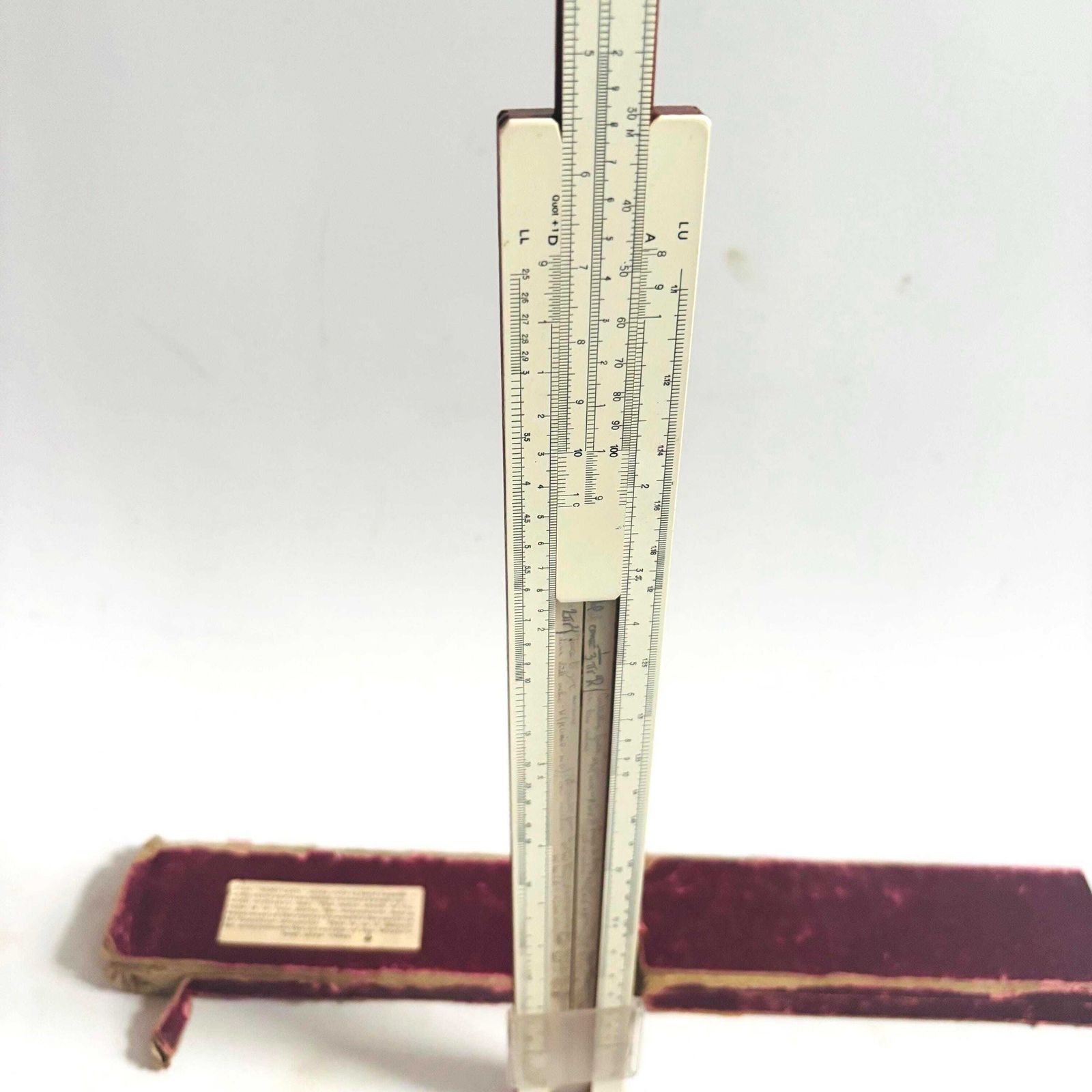 photo for sale 1940s British Simplon Bilateral Duplex Model Trigonometric Scales Sine, Log, And Tangent: Original Box