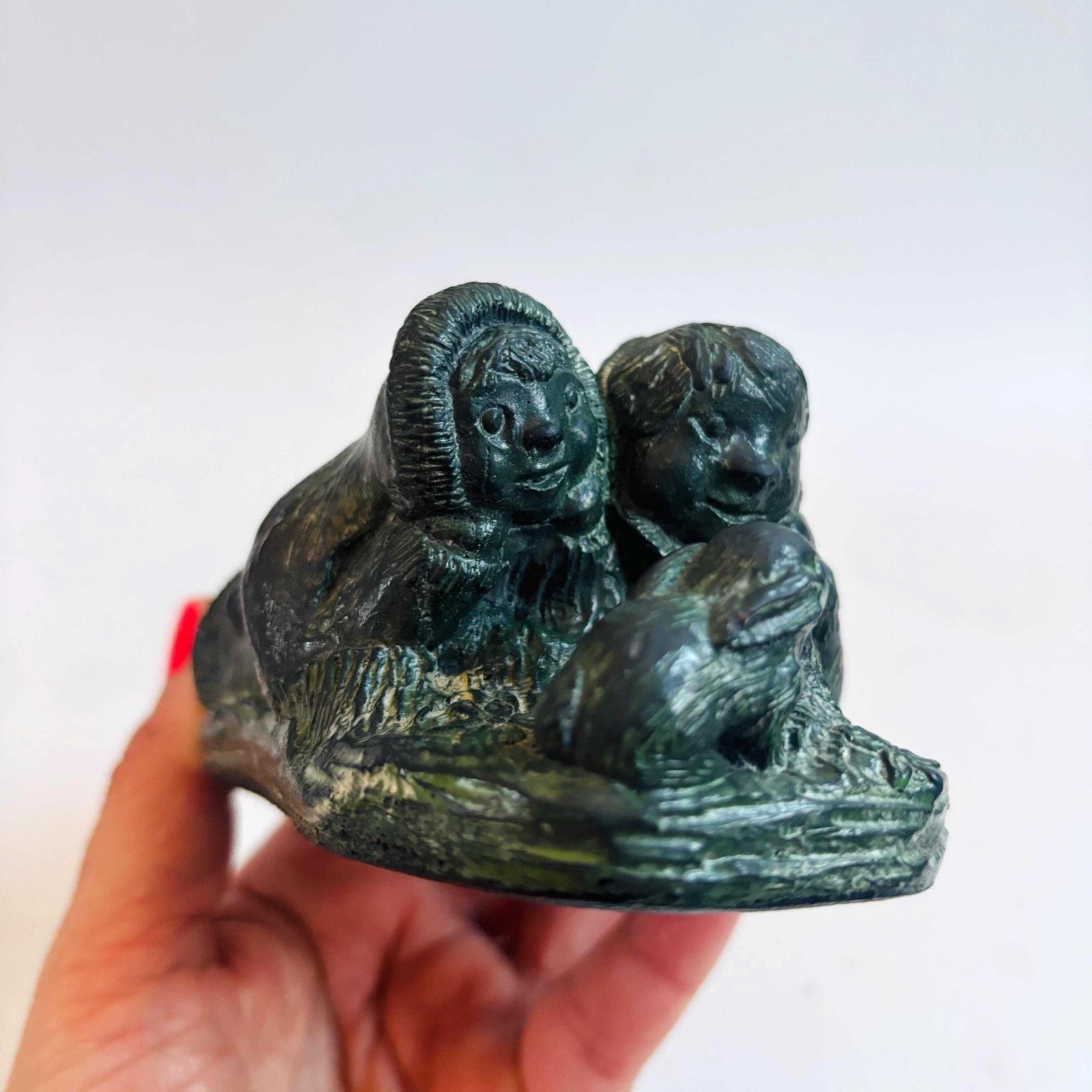 Vintage Canadian 'Wolf Original' Soapstone Inuit Sculpture Eskimo Sculpture Valentine Tender Love Couple