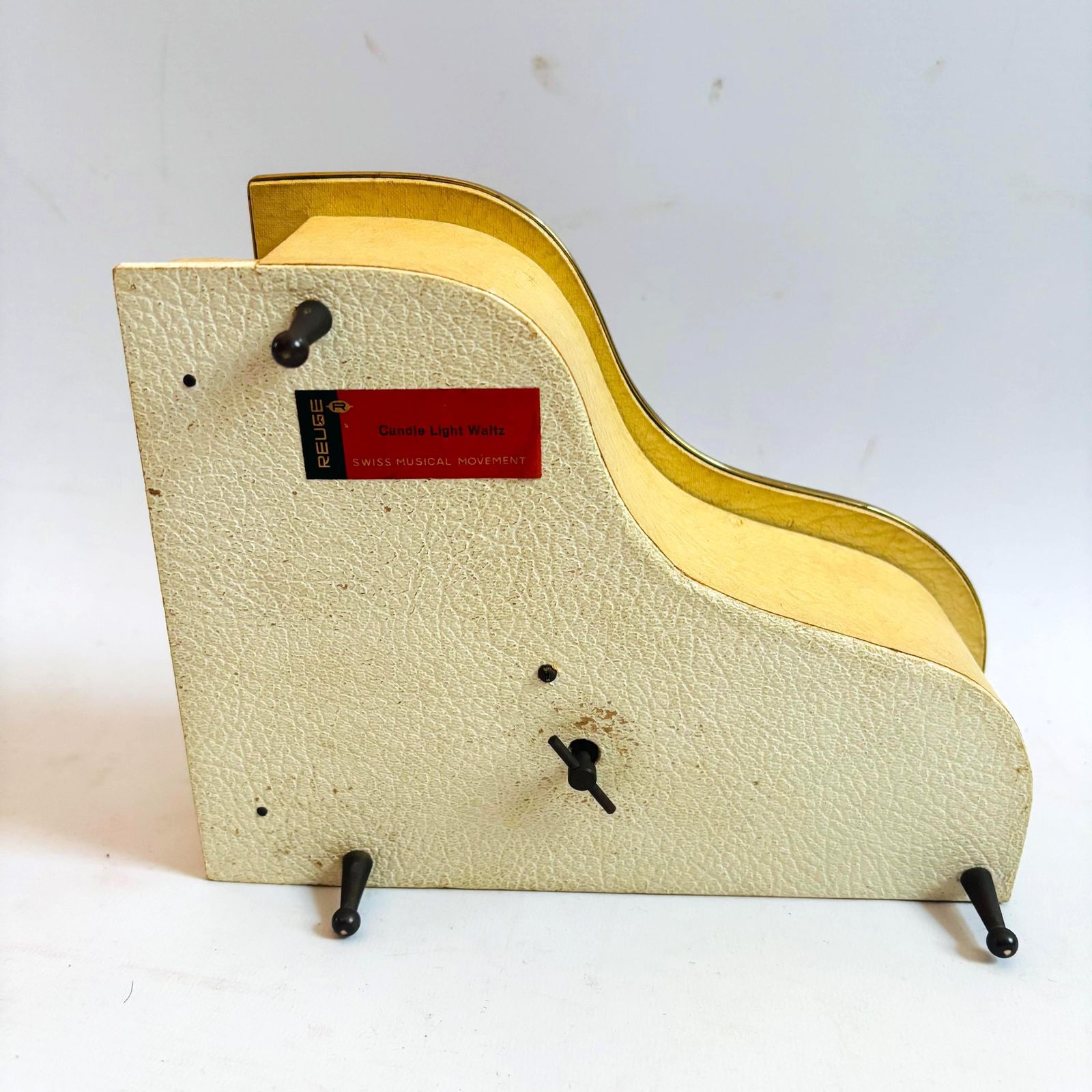 Beautiful Piano Design Swiss Early Reuge 1940s Musical Jewellery Box Ballerina :Slow Music photo for sale