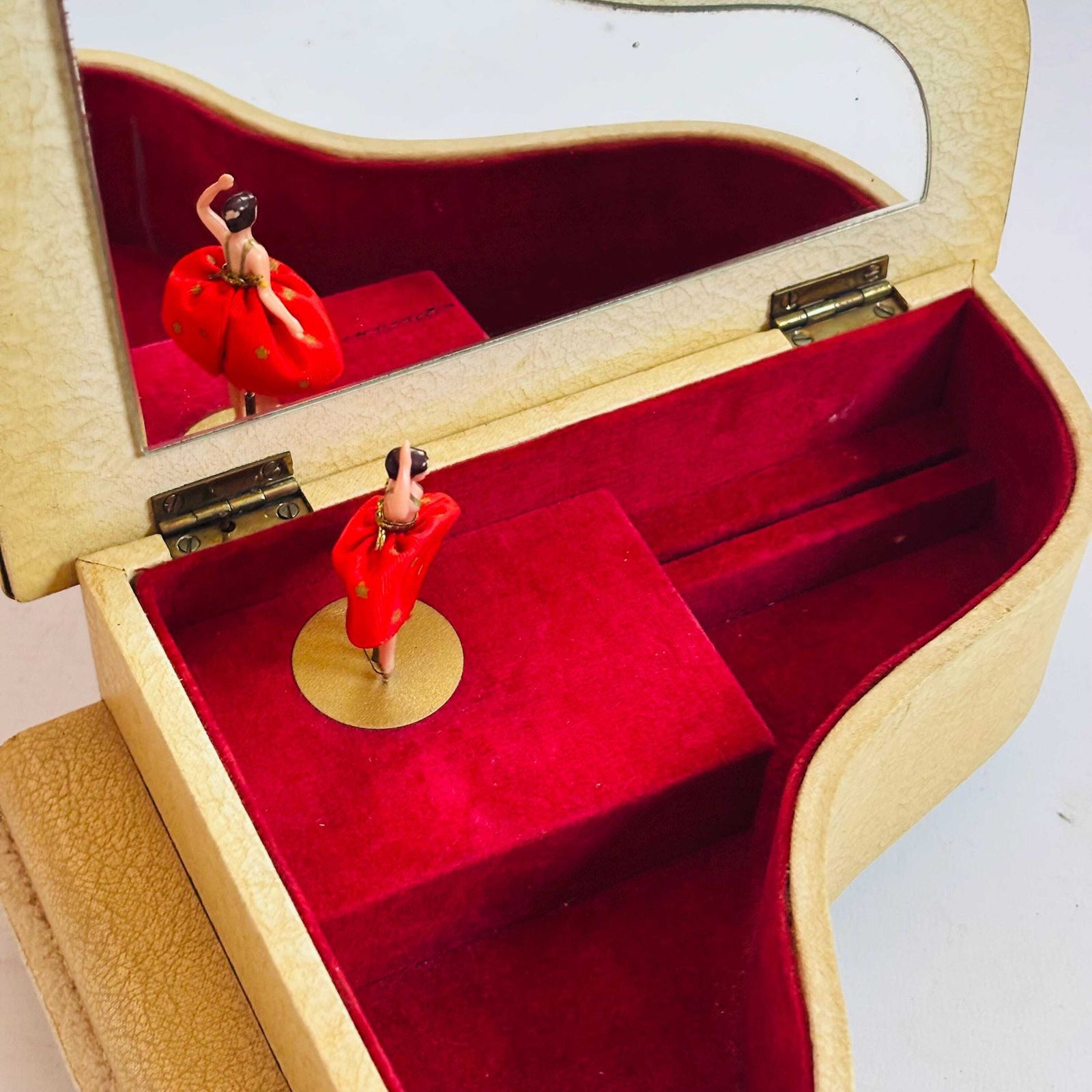 Beautiful Piano Design Swiss Early Reuge 1940s Musical Jewellery Box Ballerina :Slow Music photo vinterior