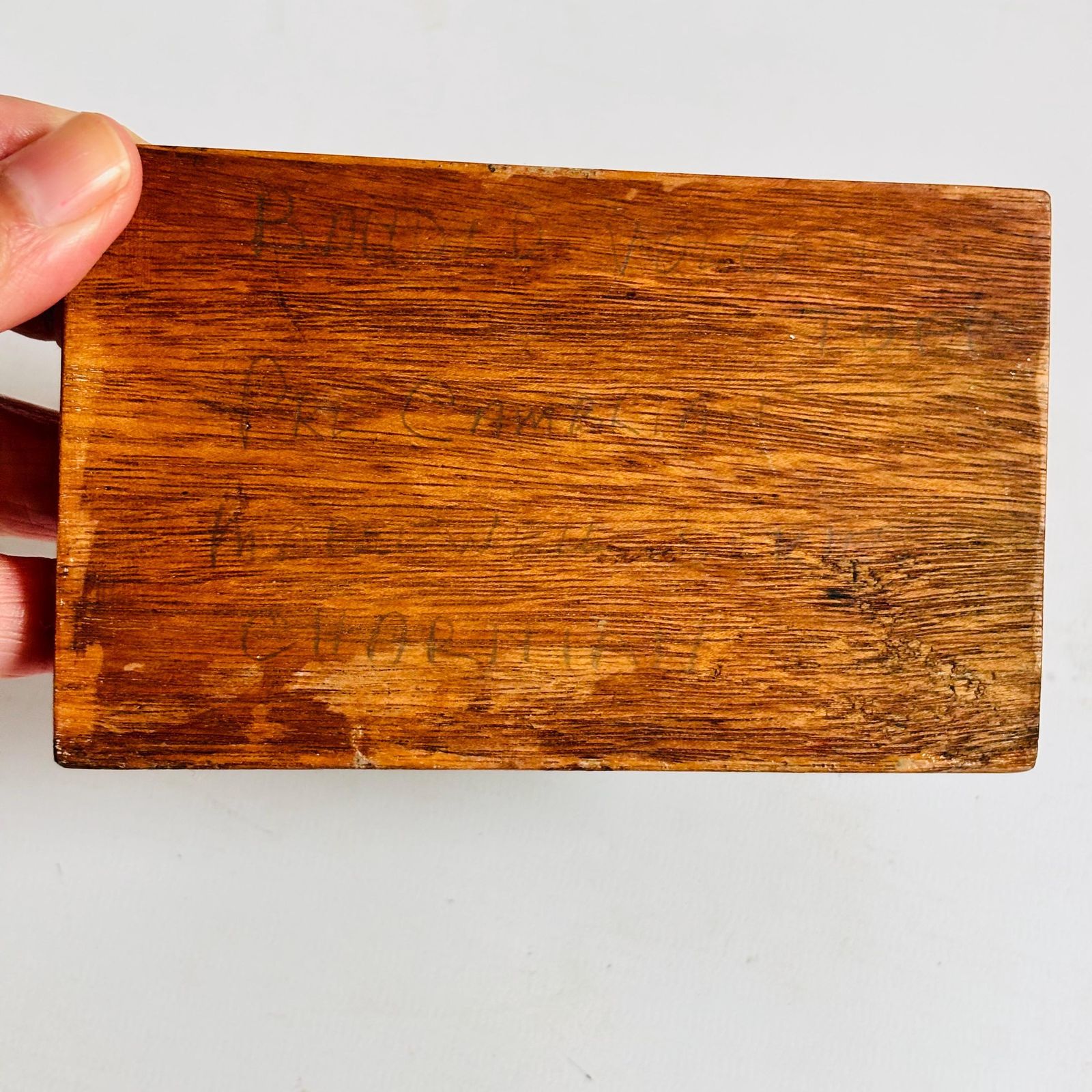 photo buy Antique Pre Cambrian Volcanic Rock Specimen: Charnian Group On Wooden Base C1950s