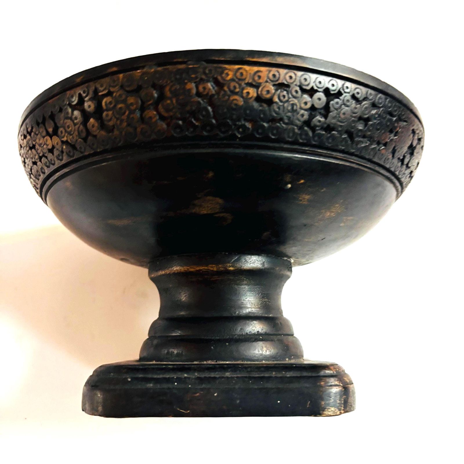 Antique Elm Wood Centerpiece: Rustic Handcrafted Fruit Bowl