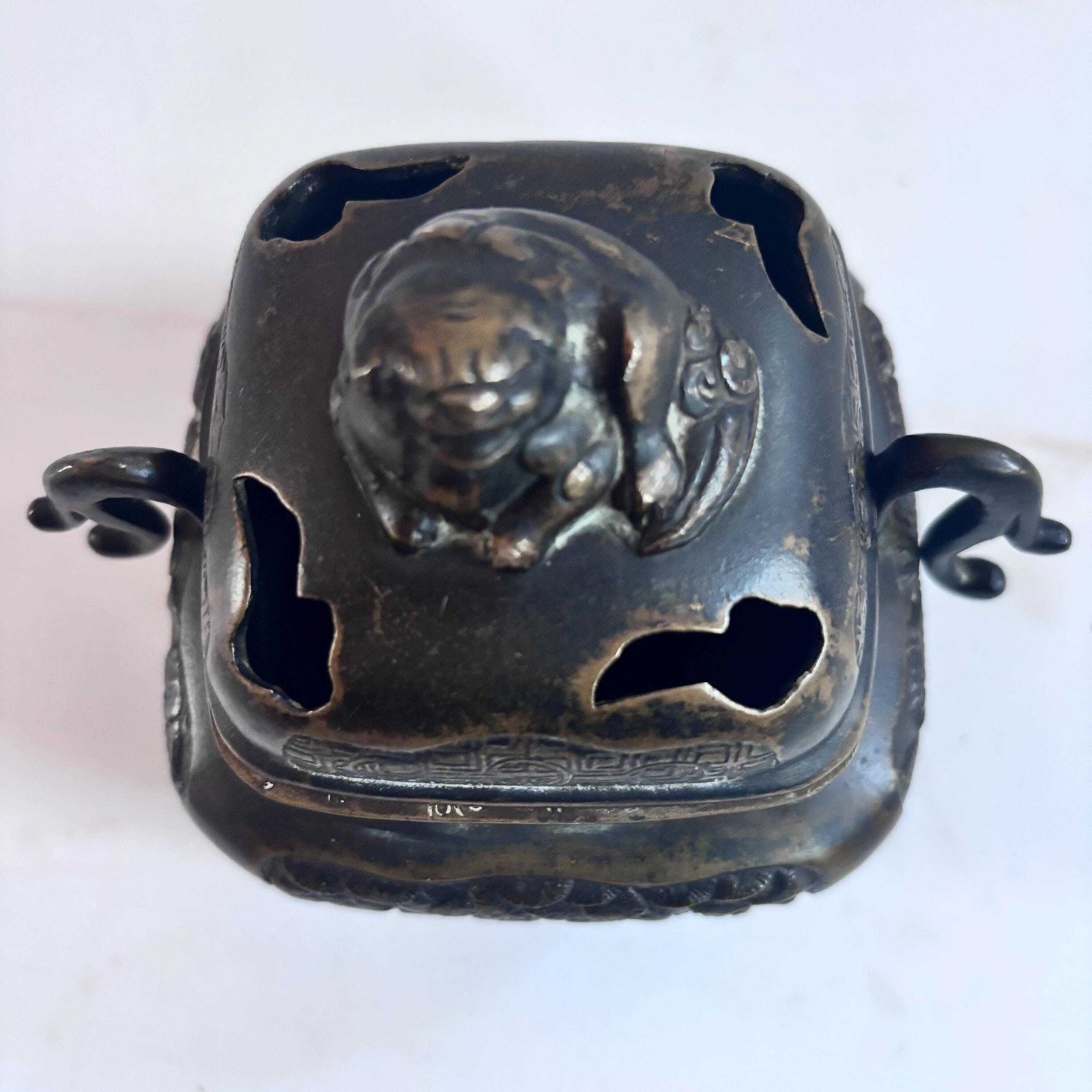 photo for sale Rare 1890 1920s Collector Meiji Japanese Koro Bronze Incense Burner Smoking Box Foo Dog Antique
