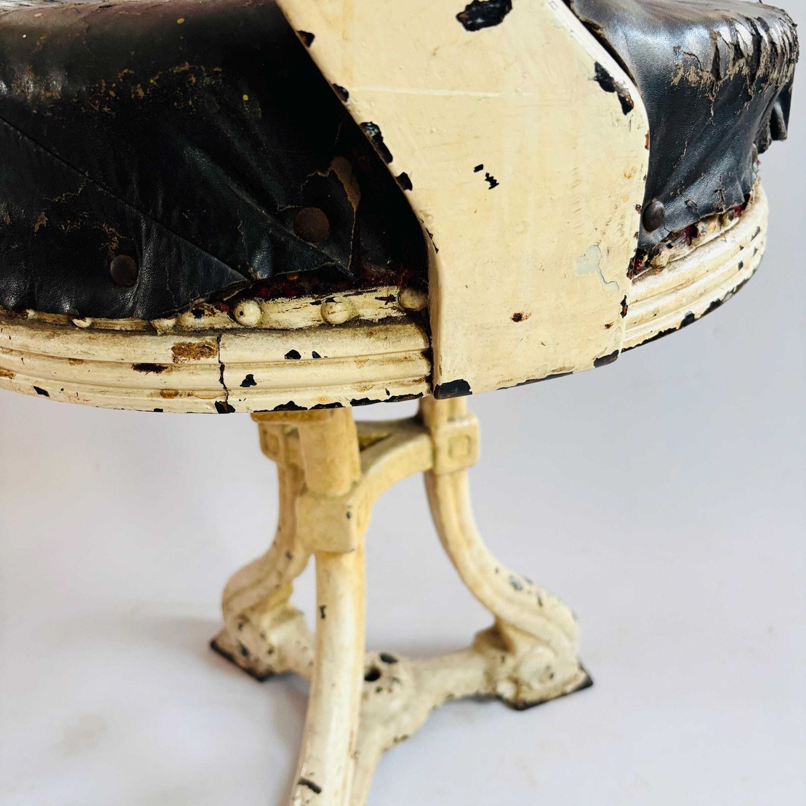 Rare Antique Cast Iron & Mahogany Steamer Ship Captain's Swivel Chair Salvage Project photo buy
