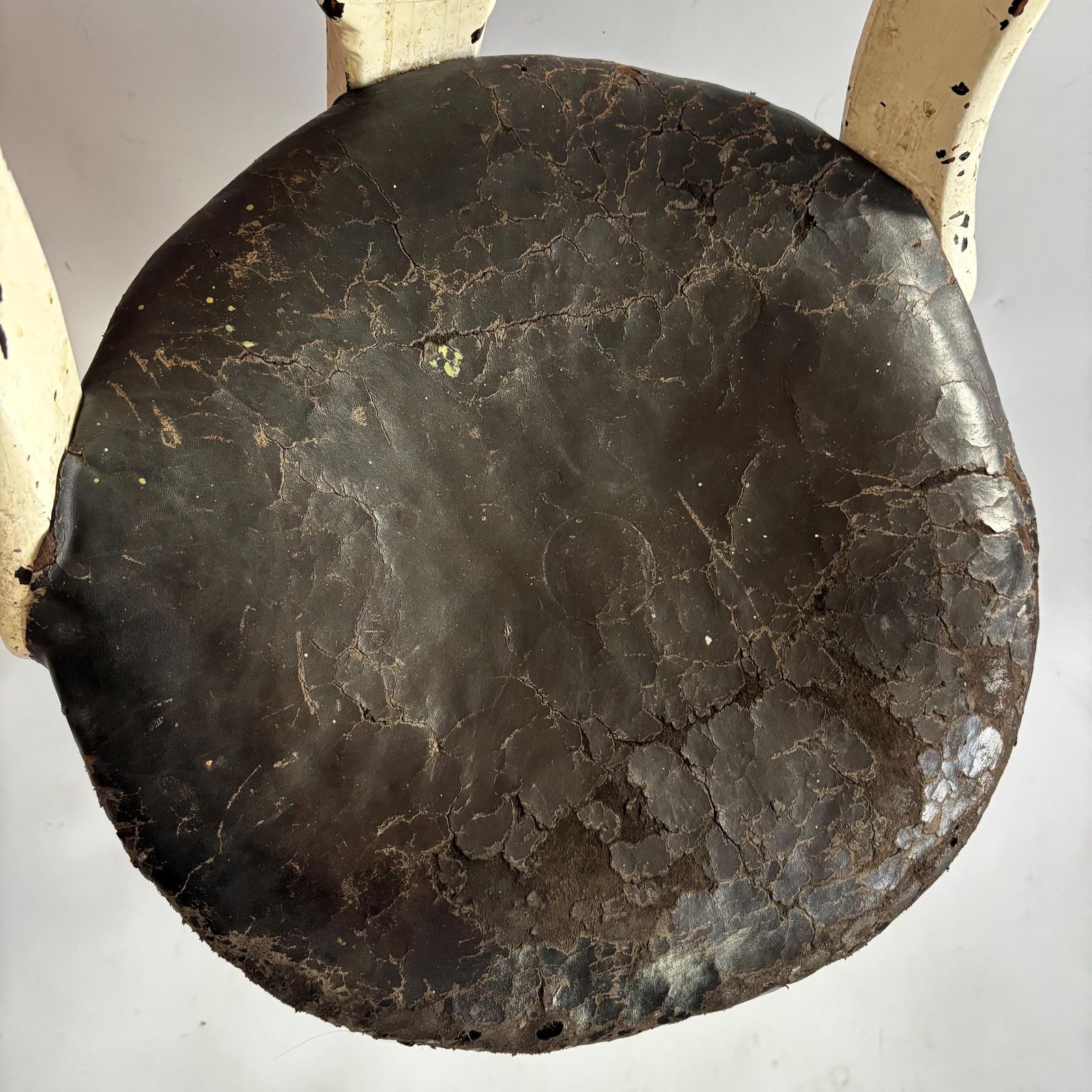 photo furniture Rare Antique Cast Iron & Mahogany Steamer Ship Captain's Swivel Chair Salvage Project