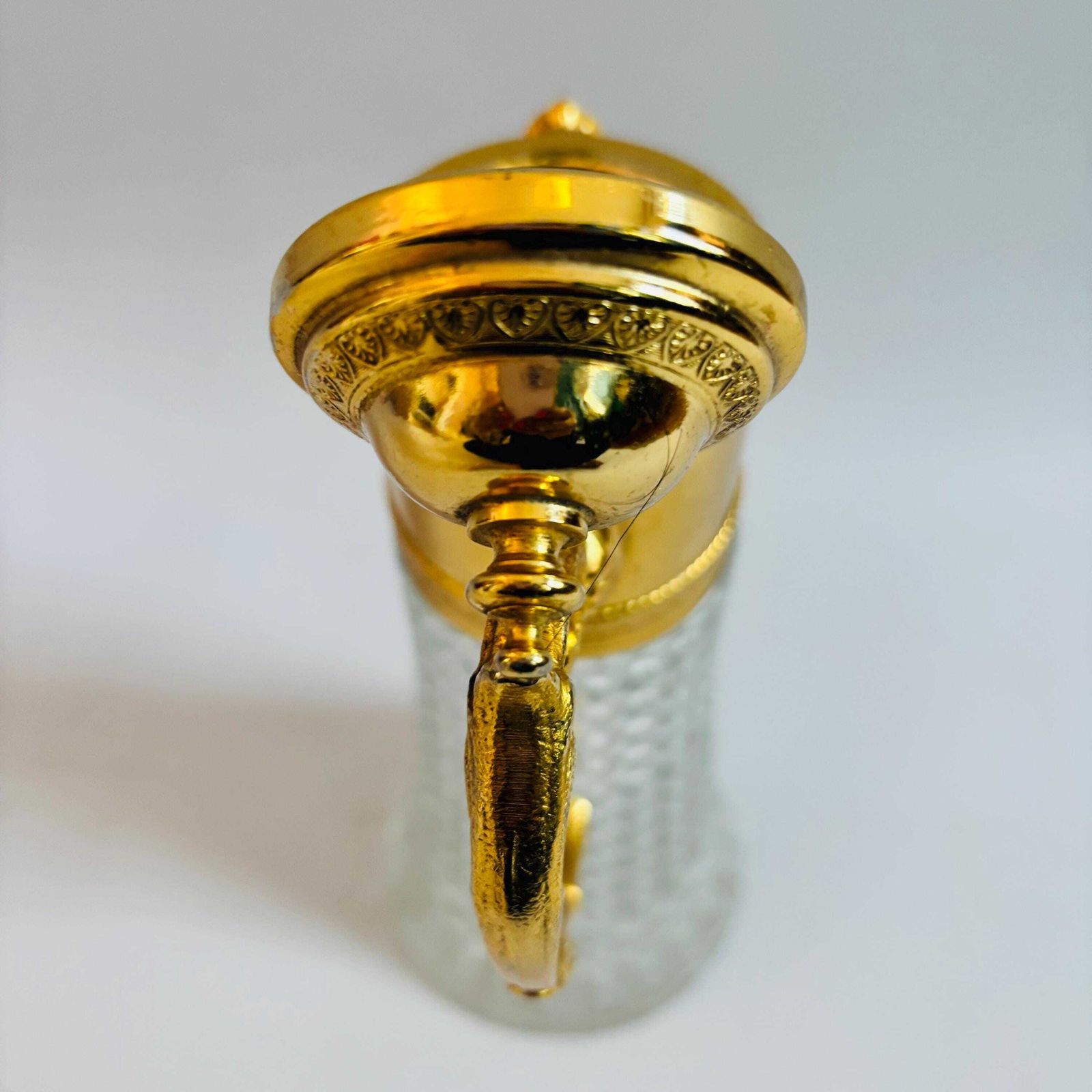 149.0 Vintage Italian Cut Crystal Claret Jug: Gilt Dolphin Head, 1940s Barware photo