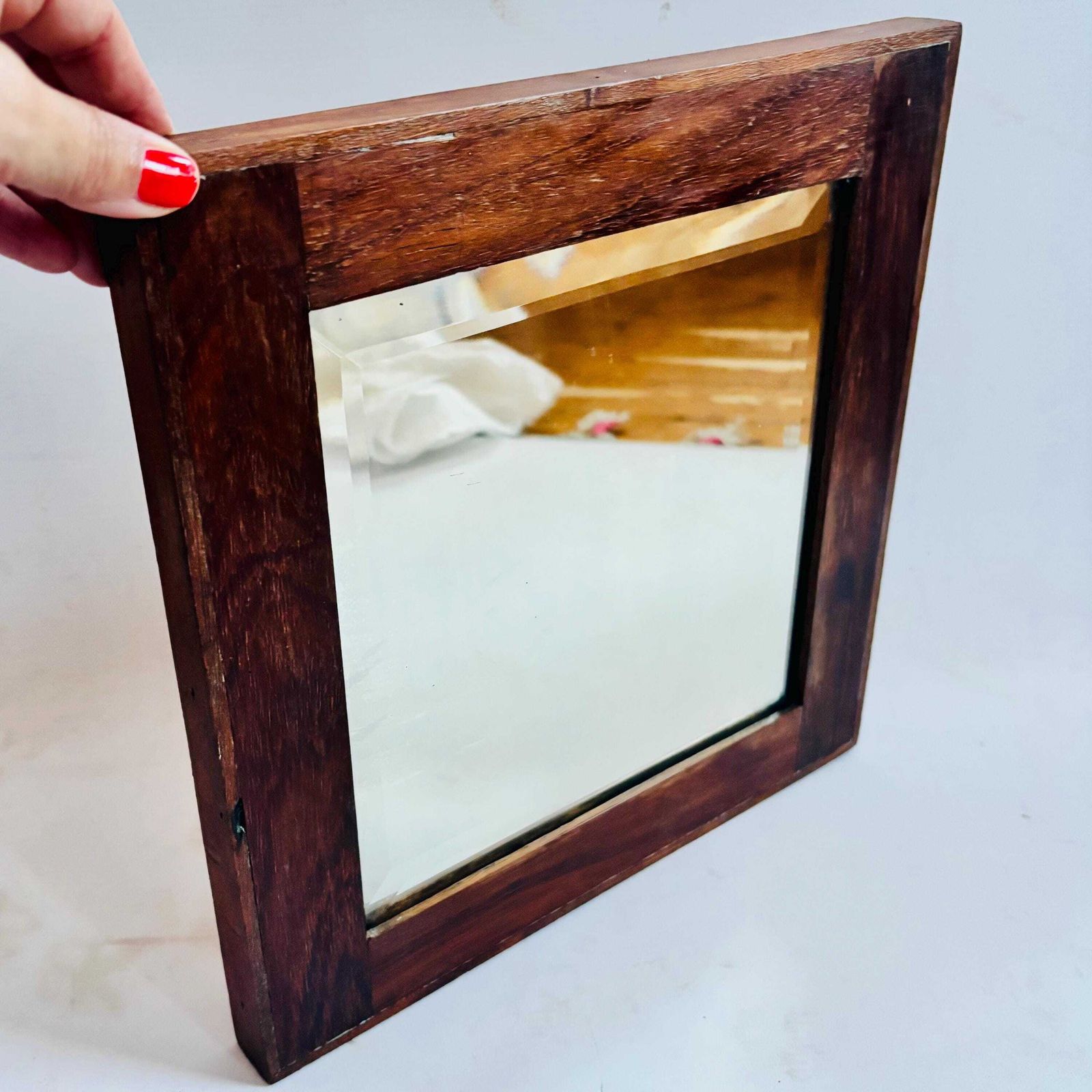 Exquisite 1900s Antique Victorian Mahogany Hall Bevelled Mirror photo for sale