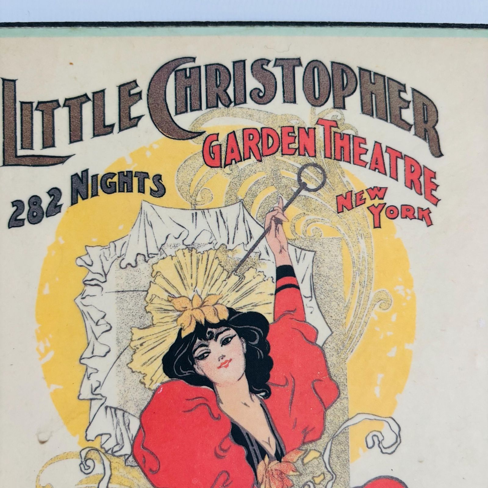 Art Nouveau Lithograph: Little Christopher Garden Theatre Mounted Print photo for sale