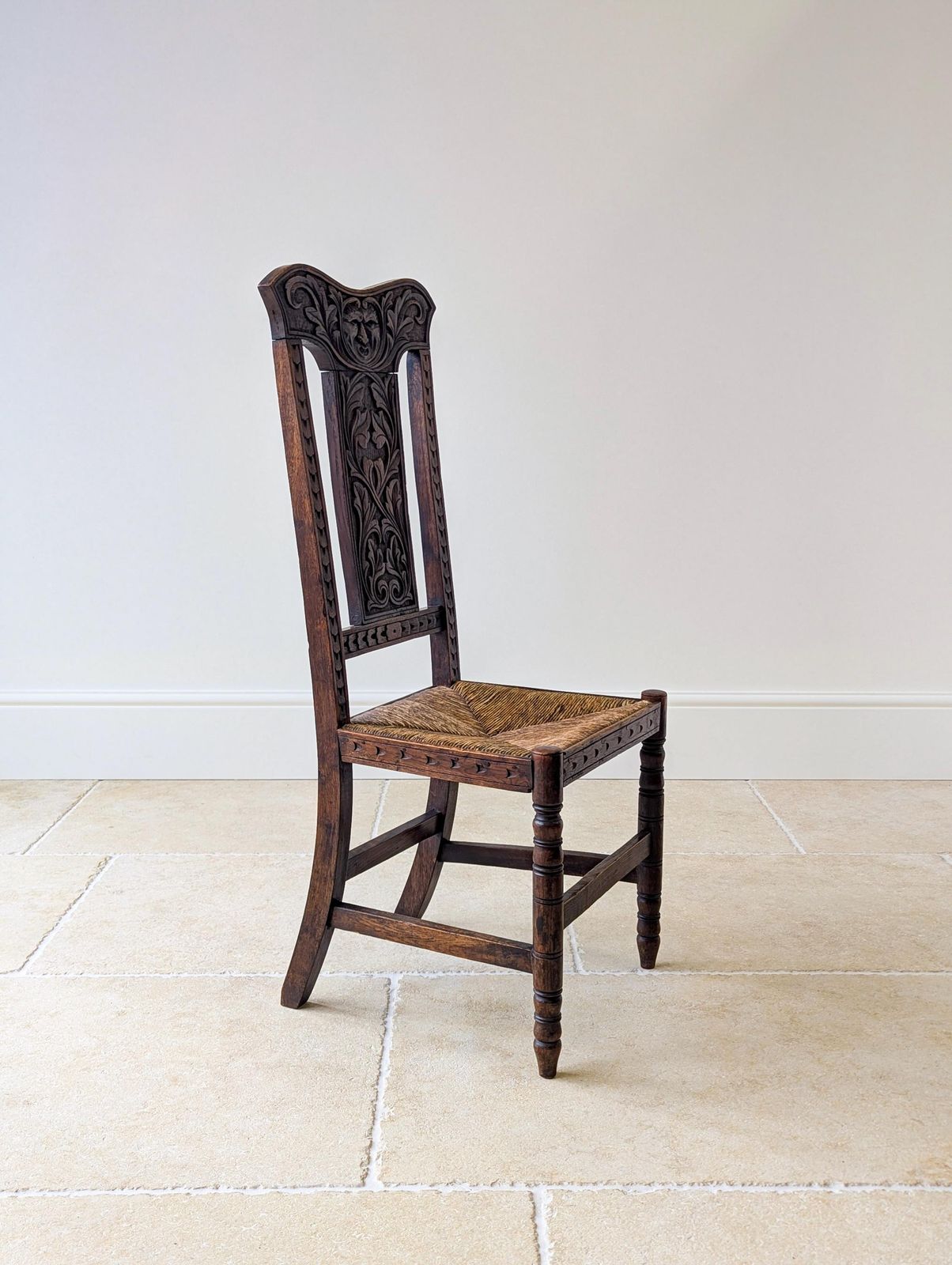 photo for sale Antique Victorian Carved Oak Green Man Side Chair C.1890