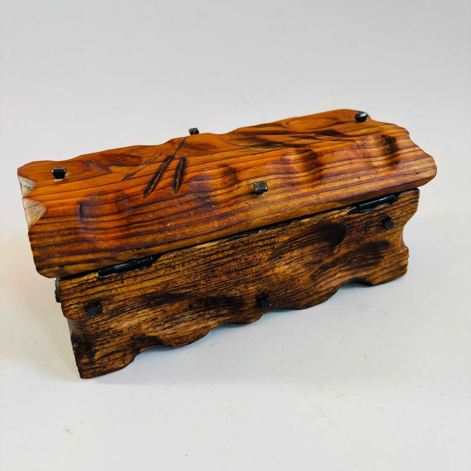 Spanish Mid Century Hardwood Keepsake Box: Naive Art Treasure Box photo Home Decor