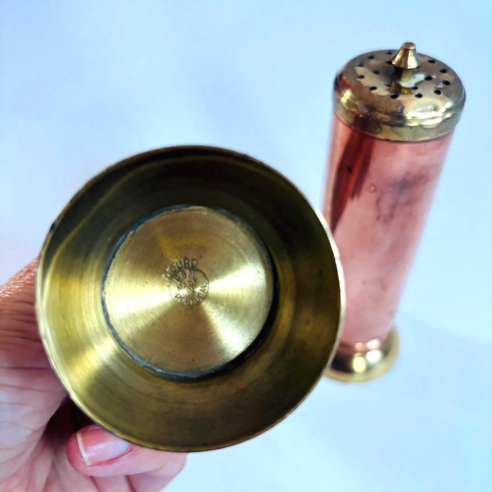Vintage Douro Copper Salt And Pepper Shakers: Mid Century Brass Coppercraft photo furniture