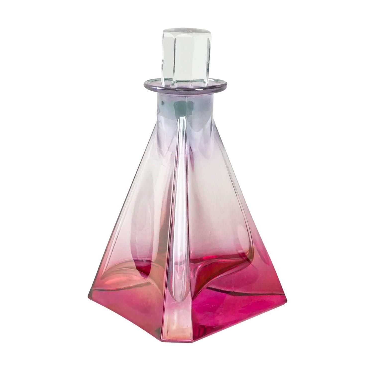 Triangular Glass Carafe, 1970s, Manufactured In Czechoslovakia