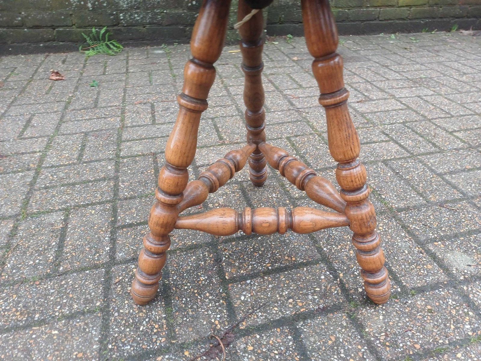 Antique Oak Lamp Table Arts And Crafts Floor Lamp Stand Early 20th Century Solid Oak Octagonal Top Turned Legs Side Table photo Lighting