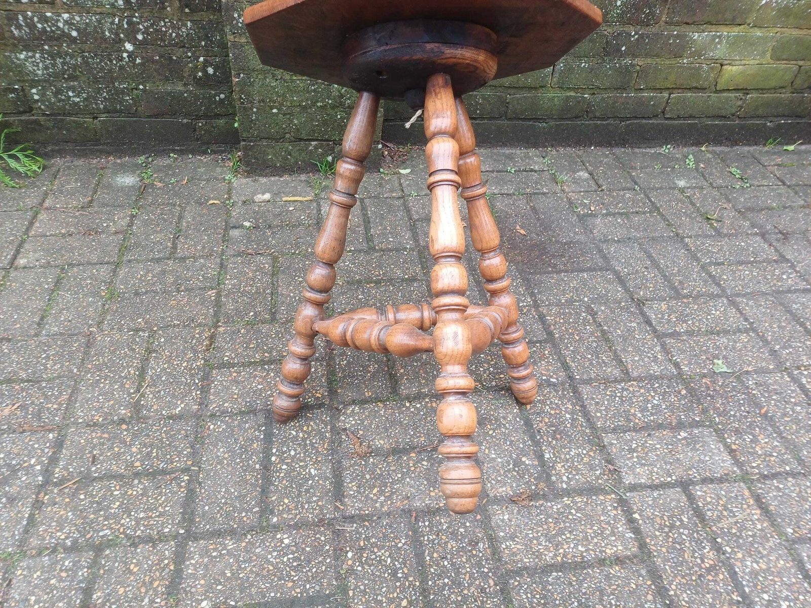 photo buy Antique Oak Lamp Table Arts And Crafts Floor Lamp Stand Early 20th Century Solid Oak Octagonal Top Turned Legs Side Table