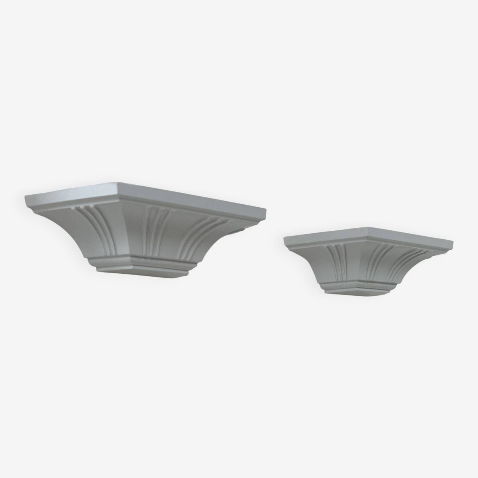 Pair Of Vintage Wall Lights, Moulded Pressed White Matte Abs, France, 1980.