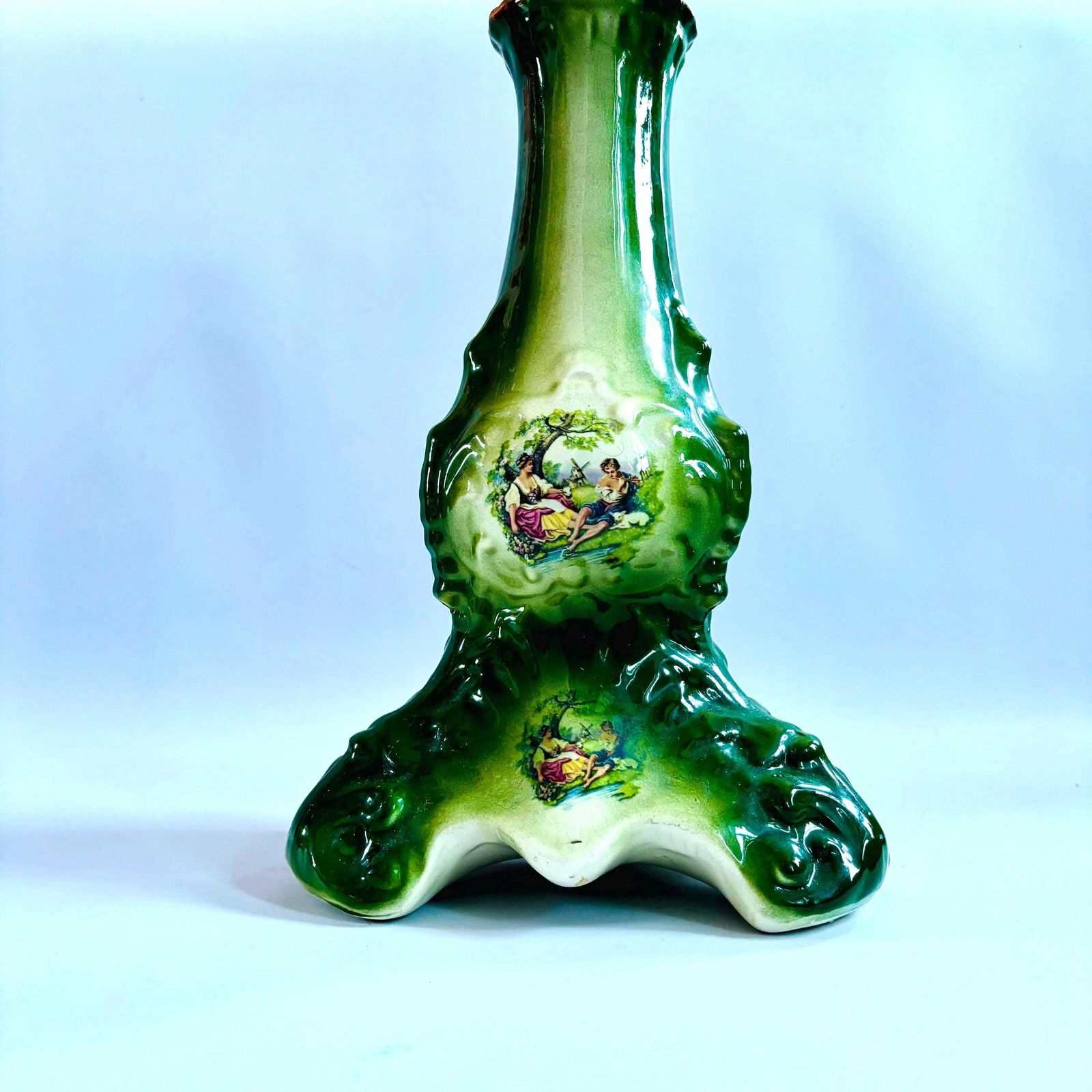 Klm Royal Staffordshire Jardinière: 1950s Mid Century Green Pottery Plant Stand photo Home Decor