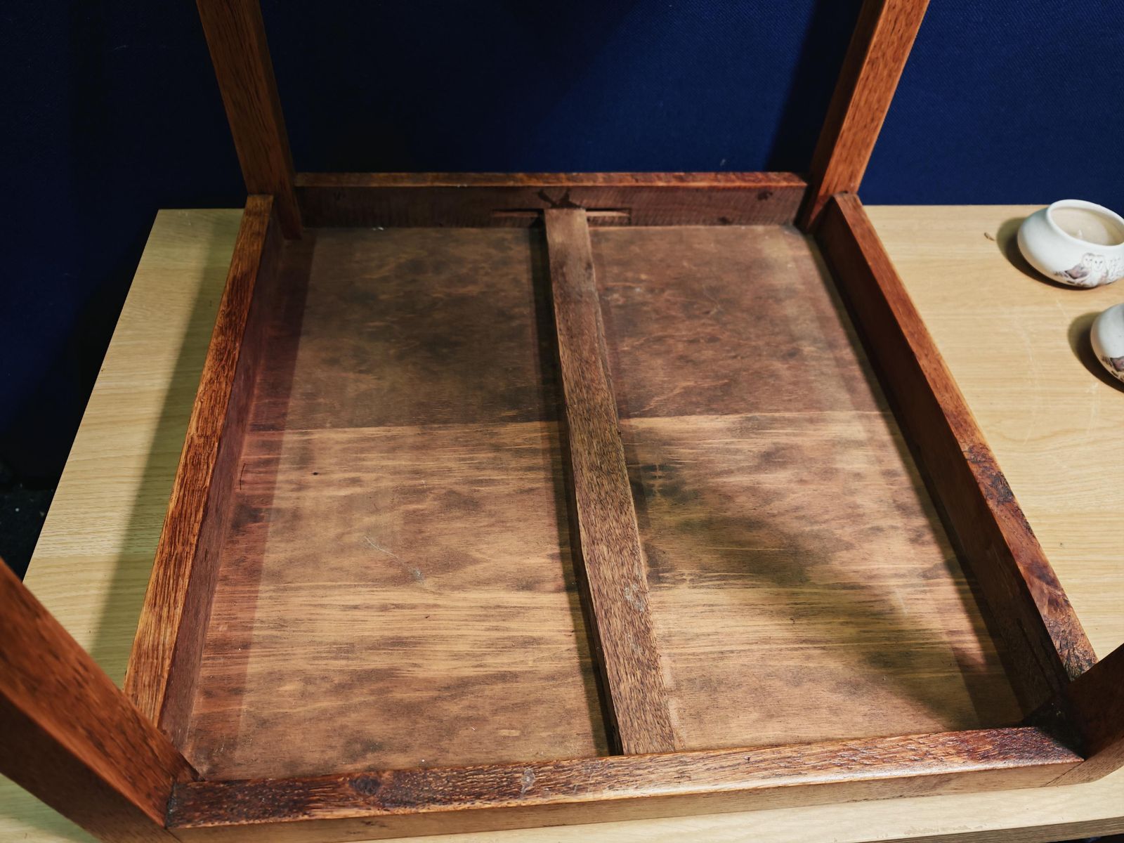 Furniture Vintage Square Mid Brown Table   1940s Wartime Government Utility Furniture Scheme   51cm Depth And Width   61cm Tall photo