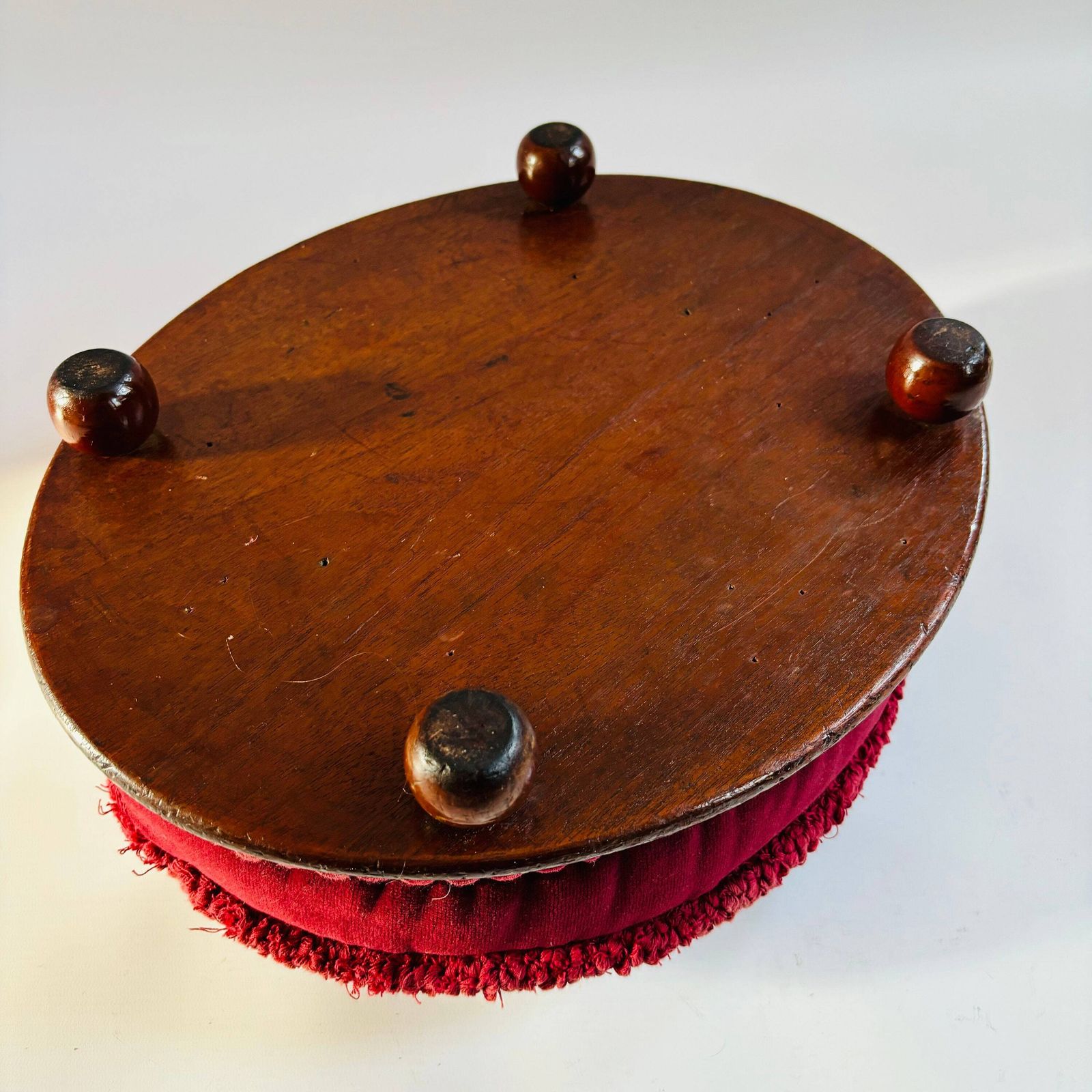 Antique Victorian Tapestry Foot Stool: Floral Mahogany Velvet Ottoman photo for sale