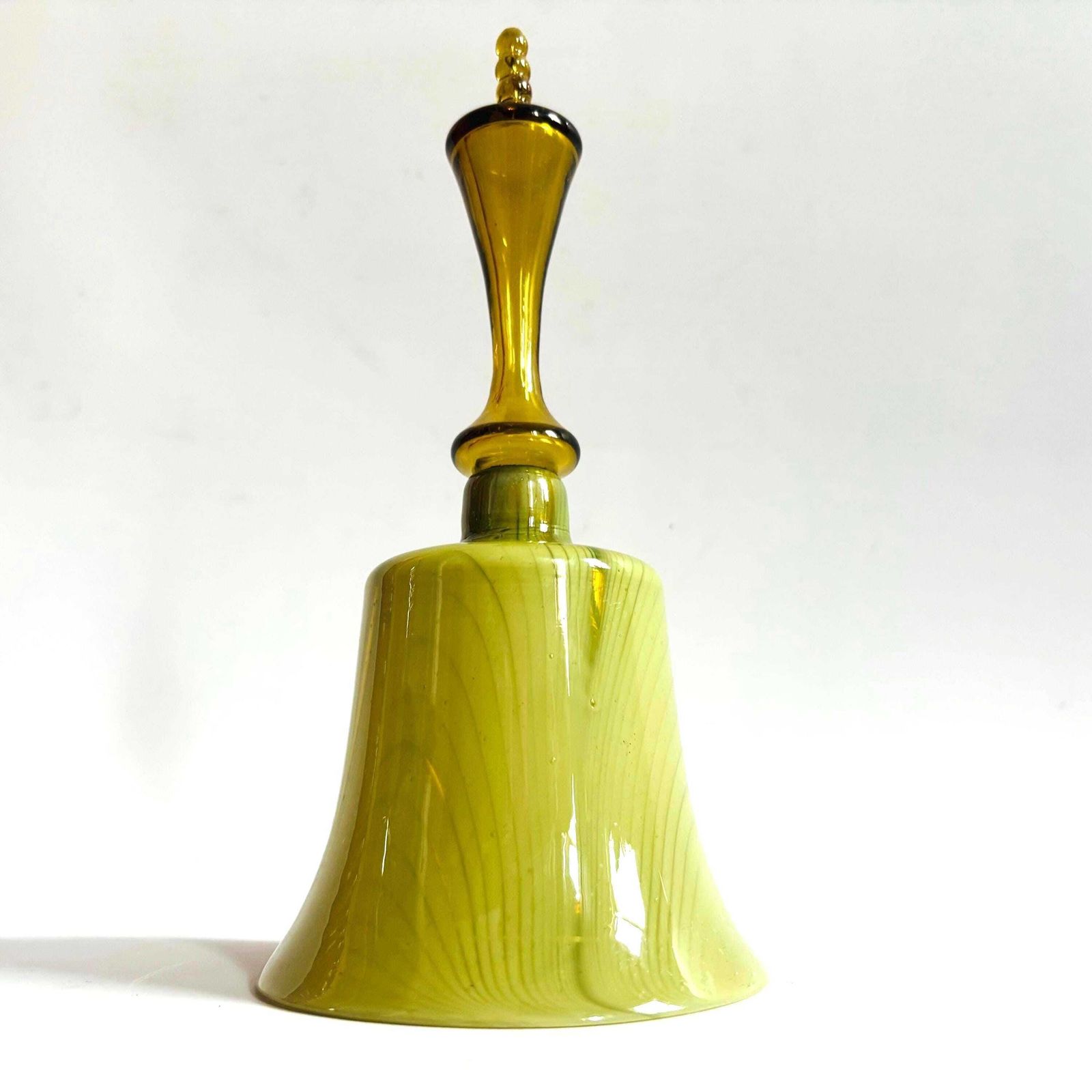 Rare 1860s Victorian Opaline Glass Wedding Bell With Clapper  Chip In Glass