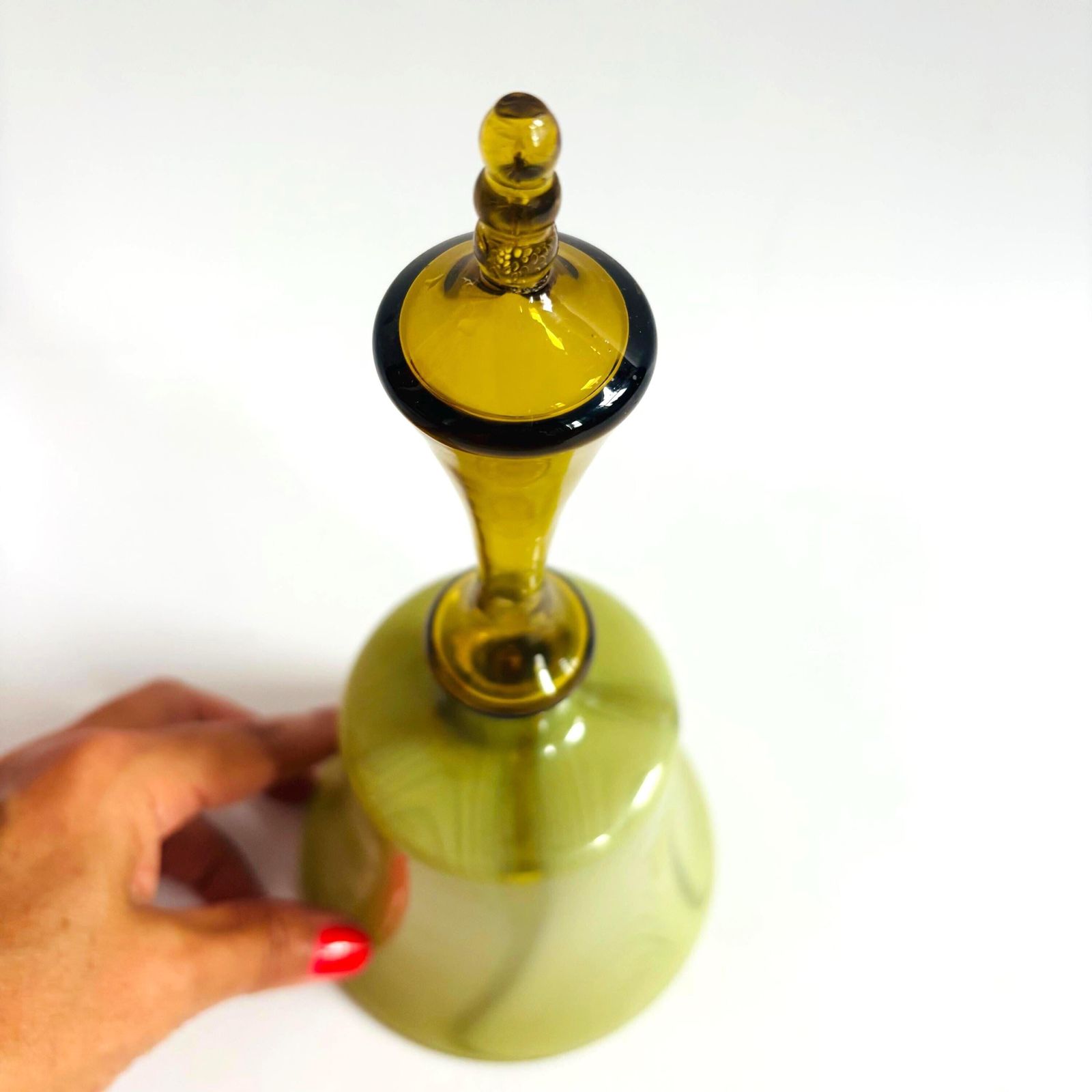 Rare 1860s Victorian Opaline Glass Wedding Bell With Clapper  Chip In Glass photo vinterior