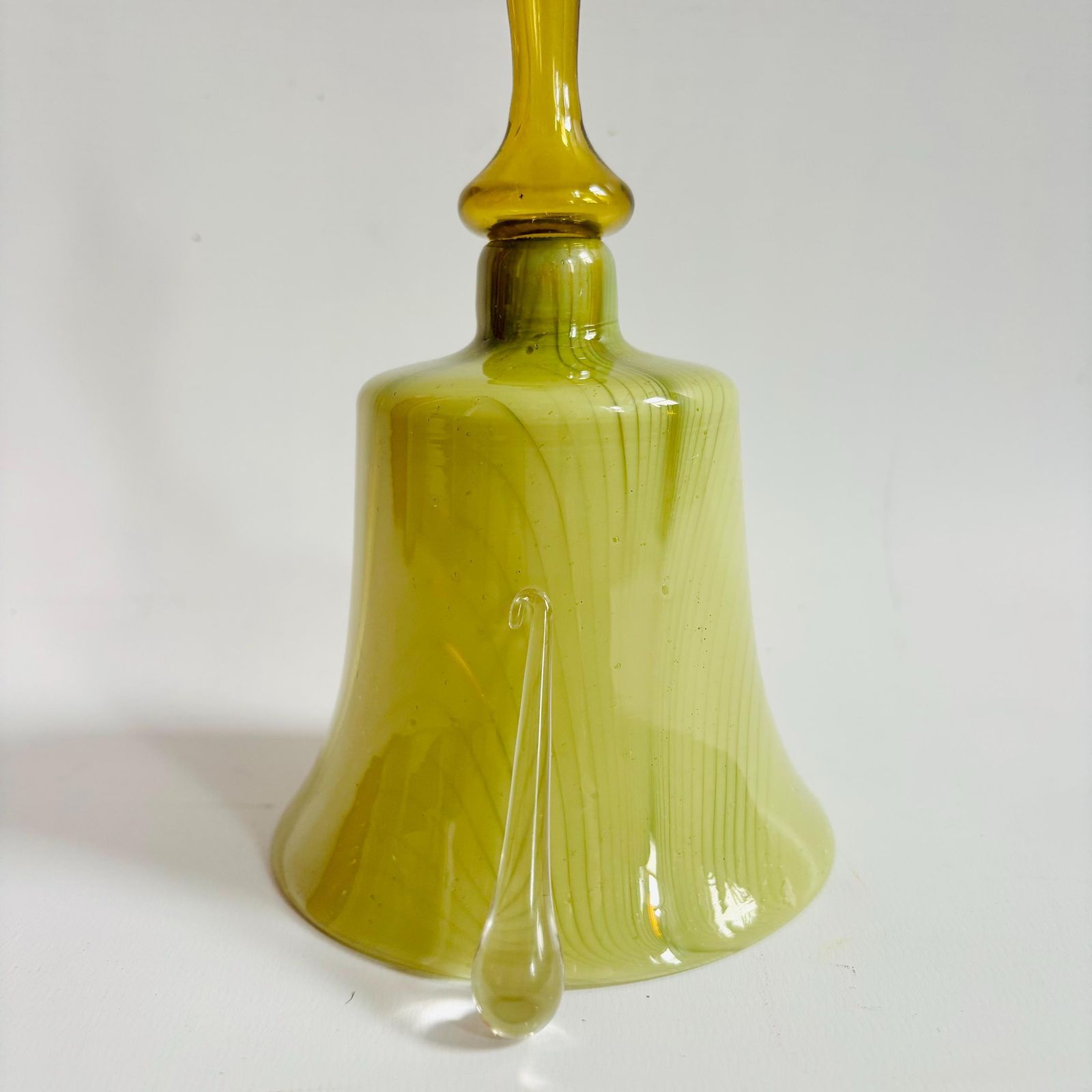 Rare 1860s Victorian Opaline Glass Wedding Bell With Clapper  Chip In Glass photo vintage