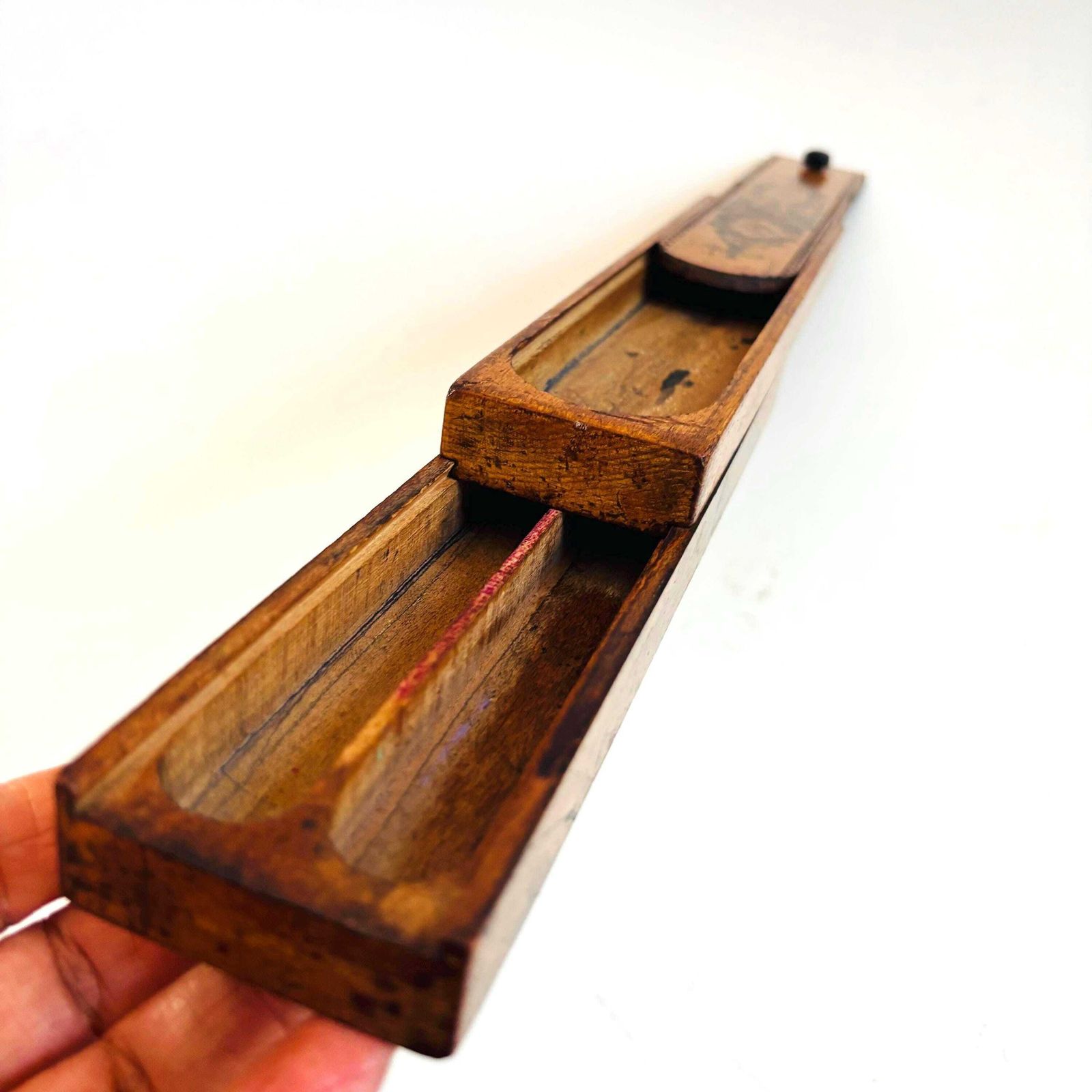Antique Tunbridge Victorian Beech Wood Pencils Artists Box With Secret Sliding Compartments 1900s photo furniture