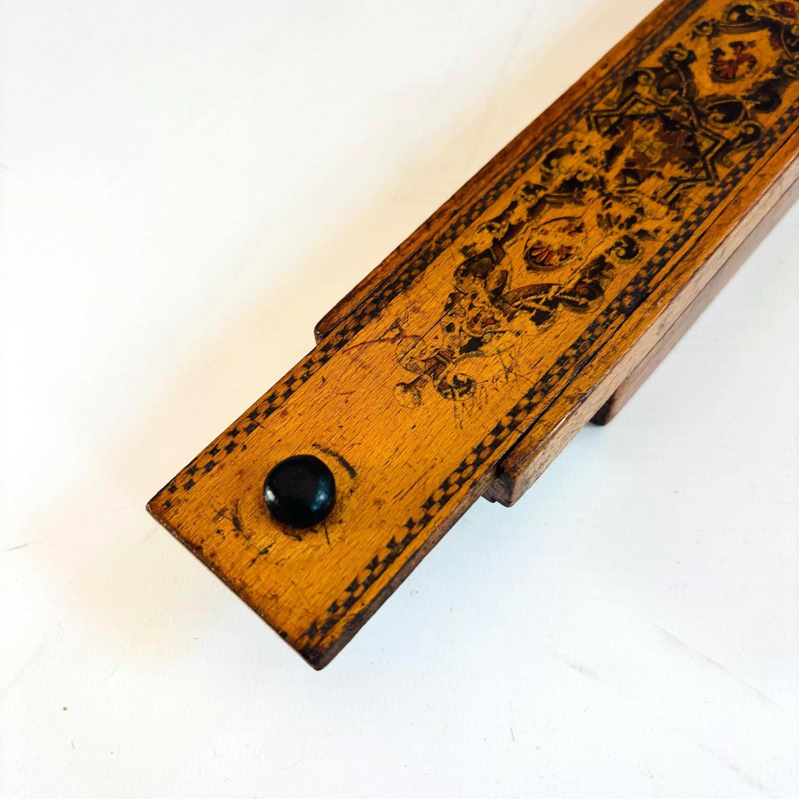 Antique Tunbridge Victorian Beech Wood Pencils Artists Box With Secret Sliding Compartments 1900s photo 78.0
