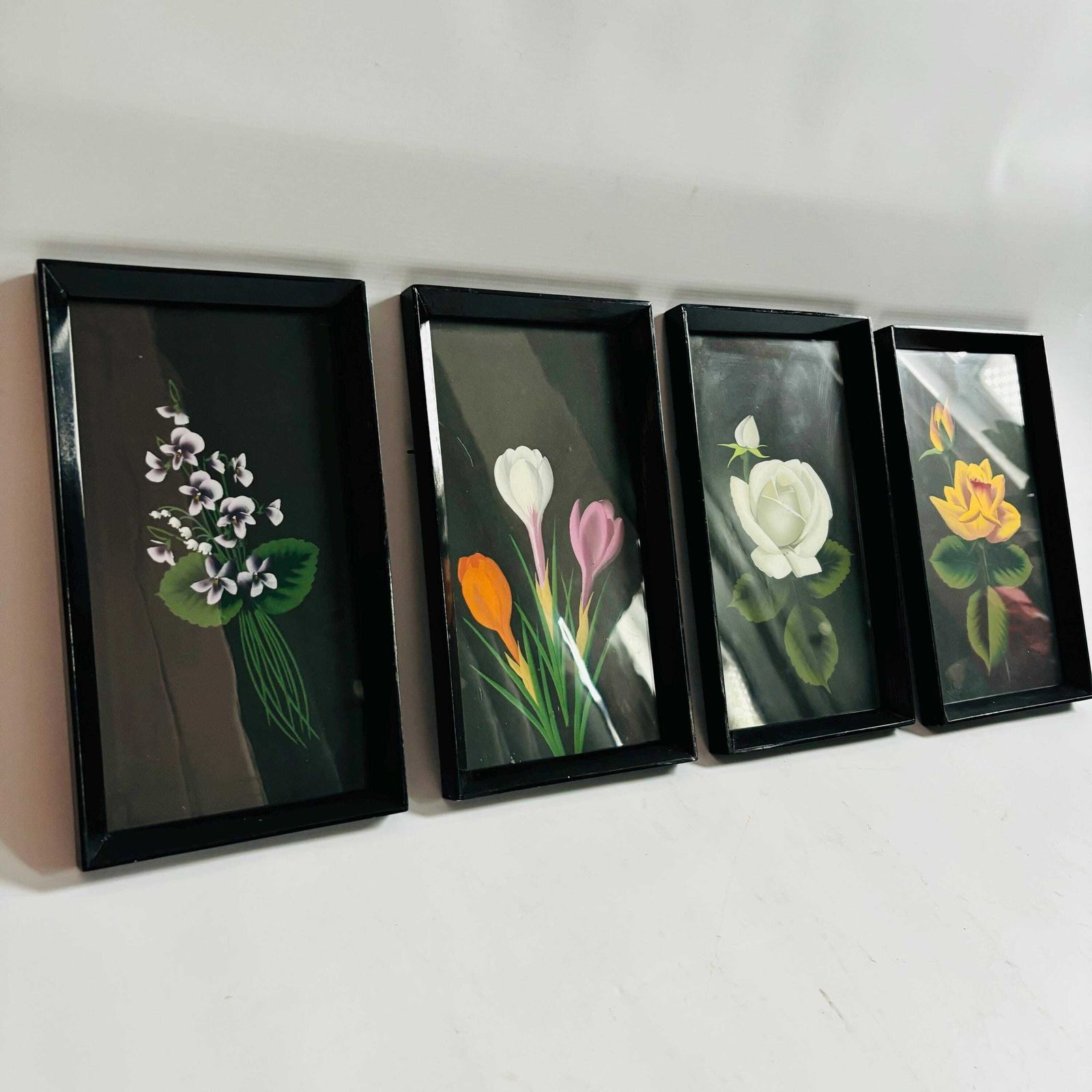 Antique Floral Prints: Set Of 4, Italian Mid Century Botanical Art photo vintage