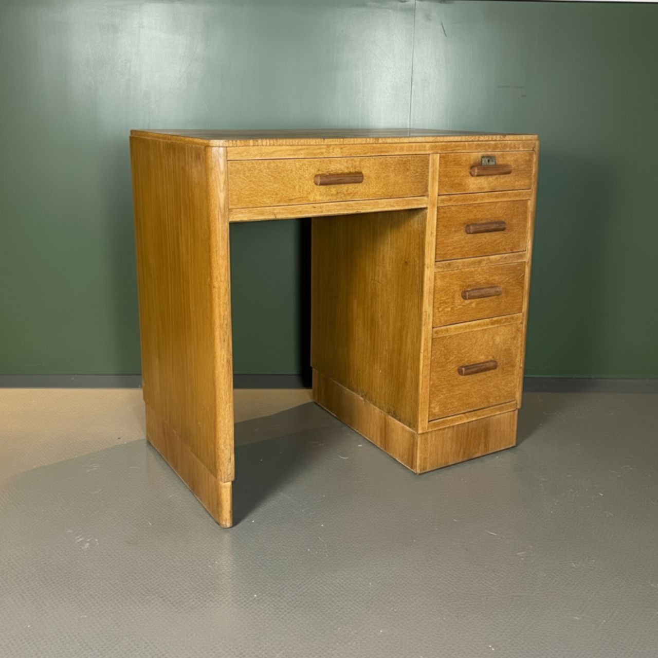 Art Deco Single Pedestal Wooden Desk
