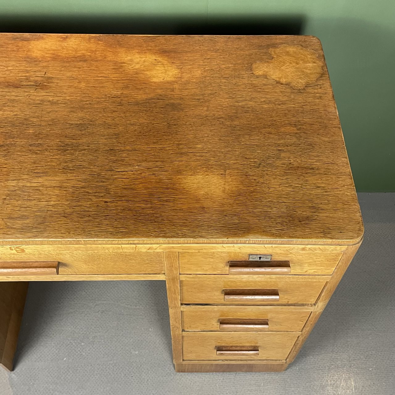 Art Deco Single Pedestal Wooden Desk photo 526.0