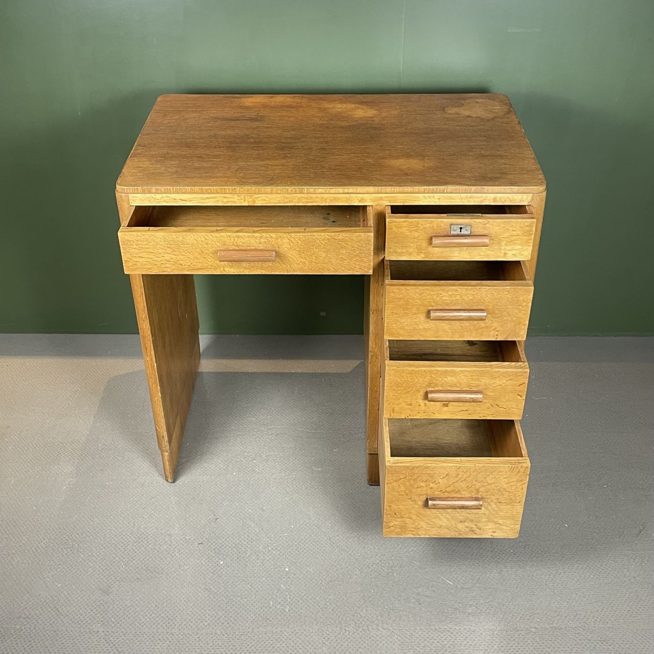 Art Deco Single Pedestal Wooden Desk photo vinterior