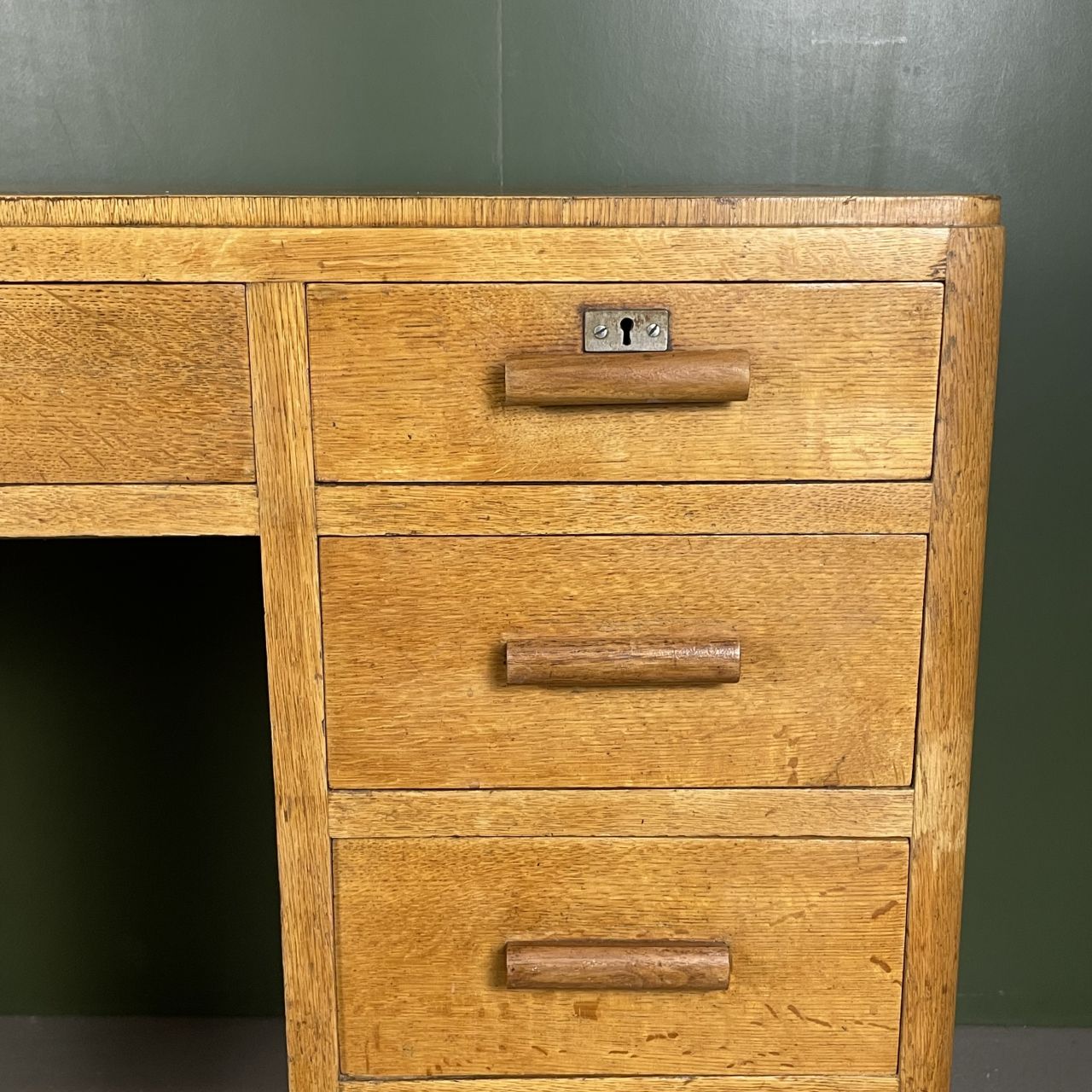 Art Deco Single Pedestal Wooden Desk photo vintage