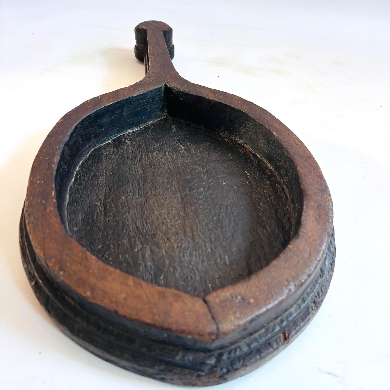 Antique Elm Wood Church Collection Tray: 1800s British Alms Tray