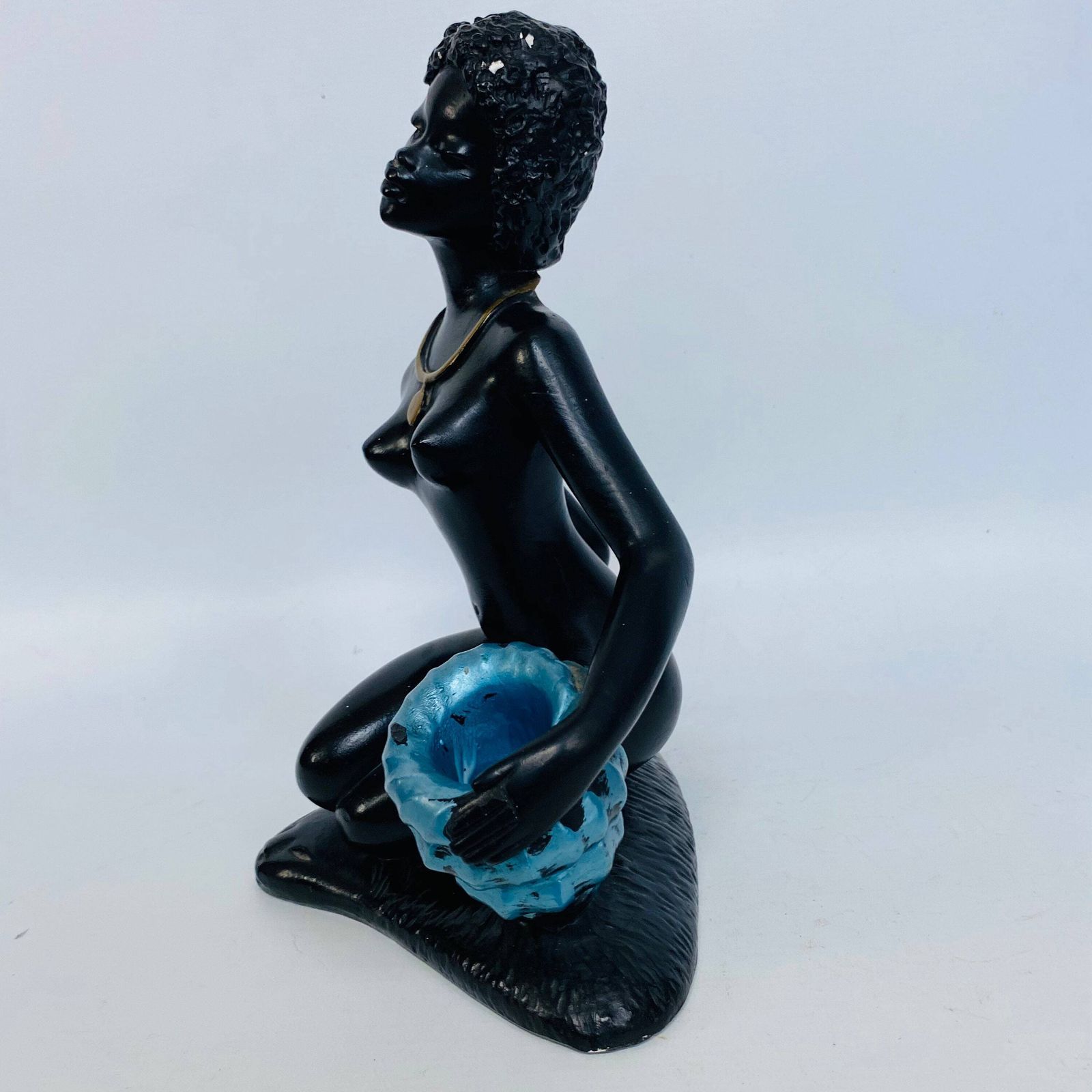Vintage Chalkware African Woman Figurine: Mid Century Diomede Nieri Art photo buy