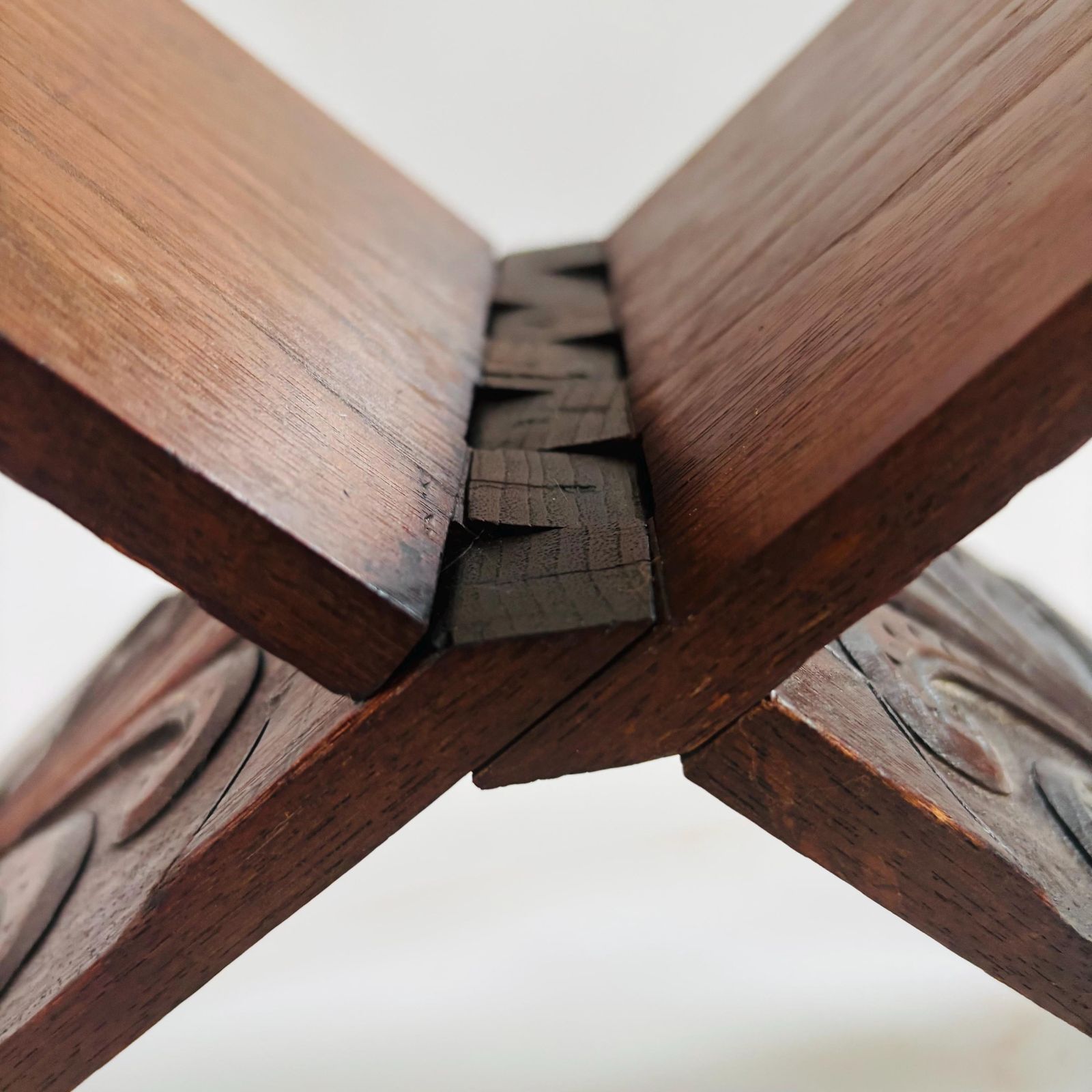 Antique Elm Wood Quran Stand: 19thc Anglo Indian Folding Lectern photo for sale