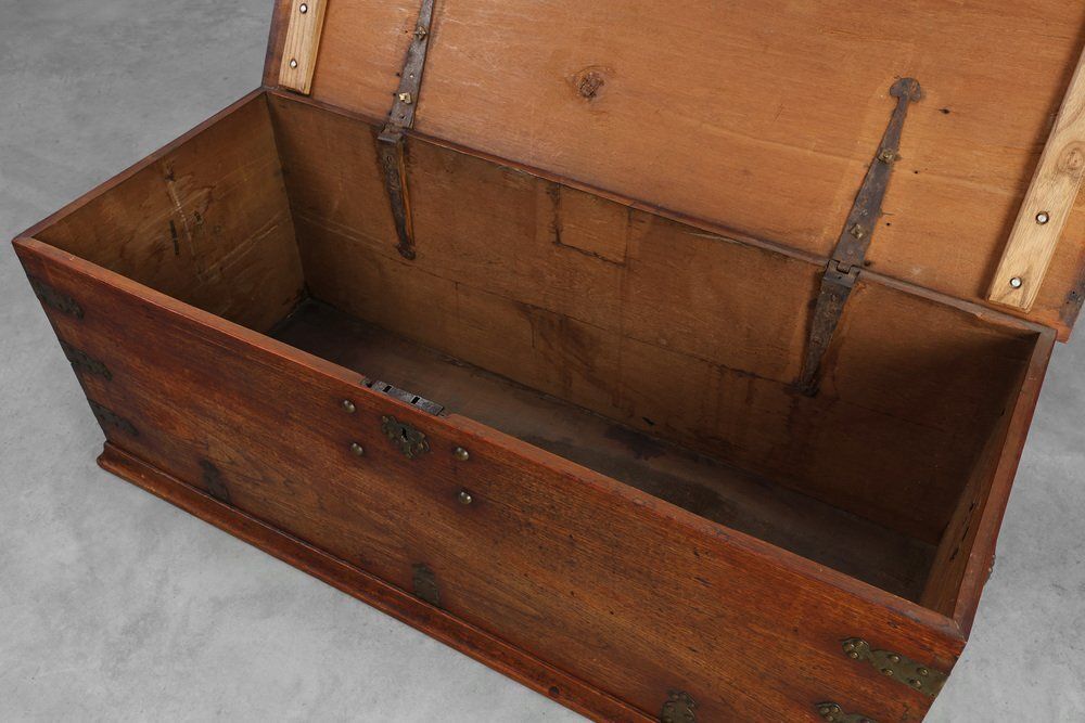 Antique 19th Century Dutch Teak Blanket Chest, Netherlands photo vintage