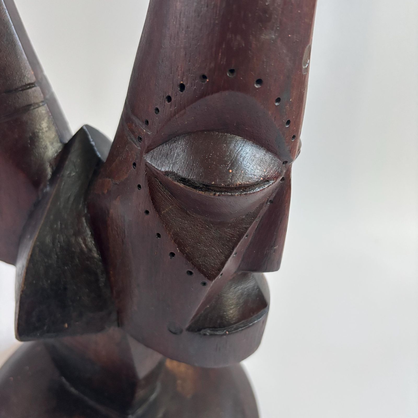 Antique Tonga Ebony Wood Stand: 1950s African Shaman Carved Plant Stand photo Home Decor