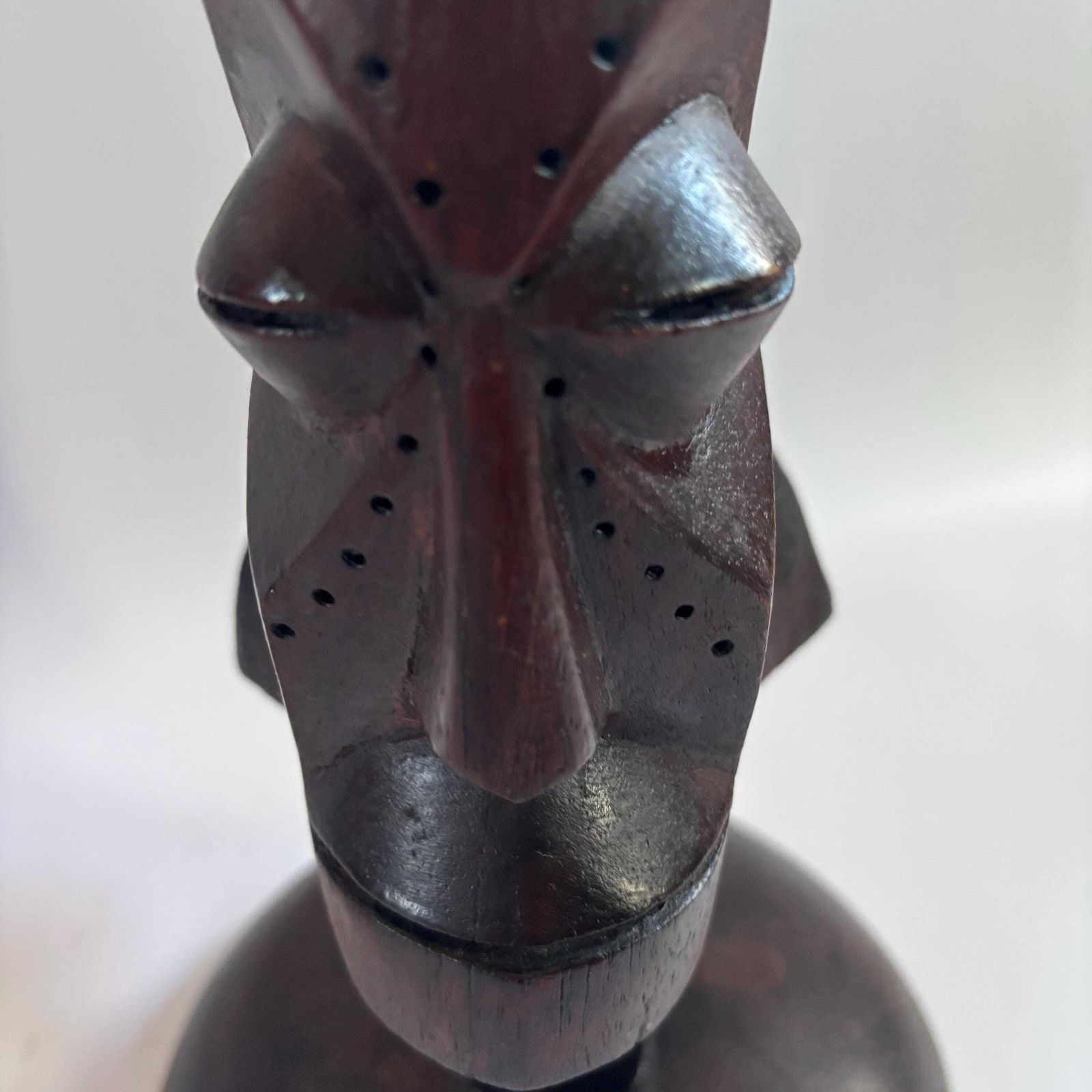 photo furniture Antique Tonga Ebony Wood Stand: 1950s African Shaman Carved Plant Stand