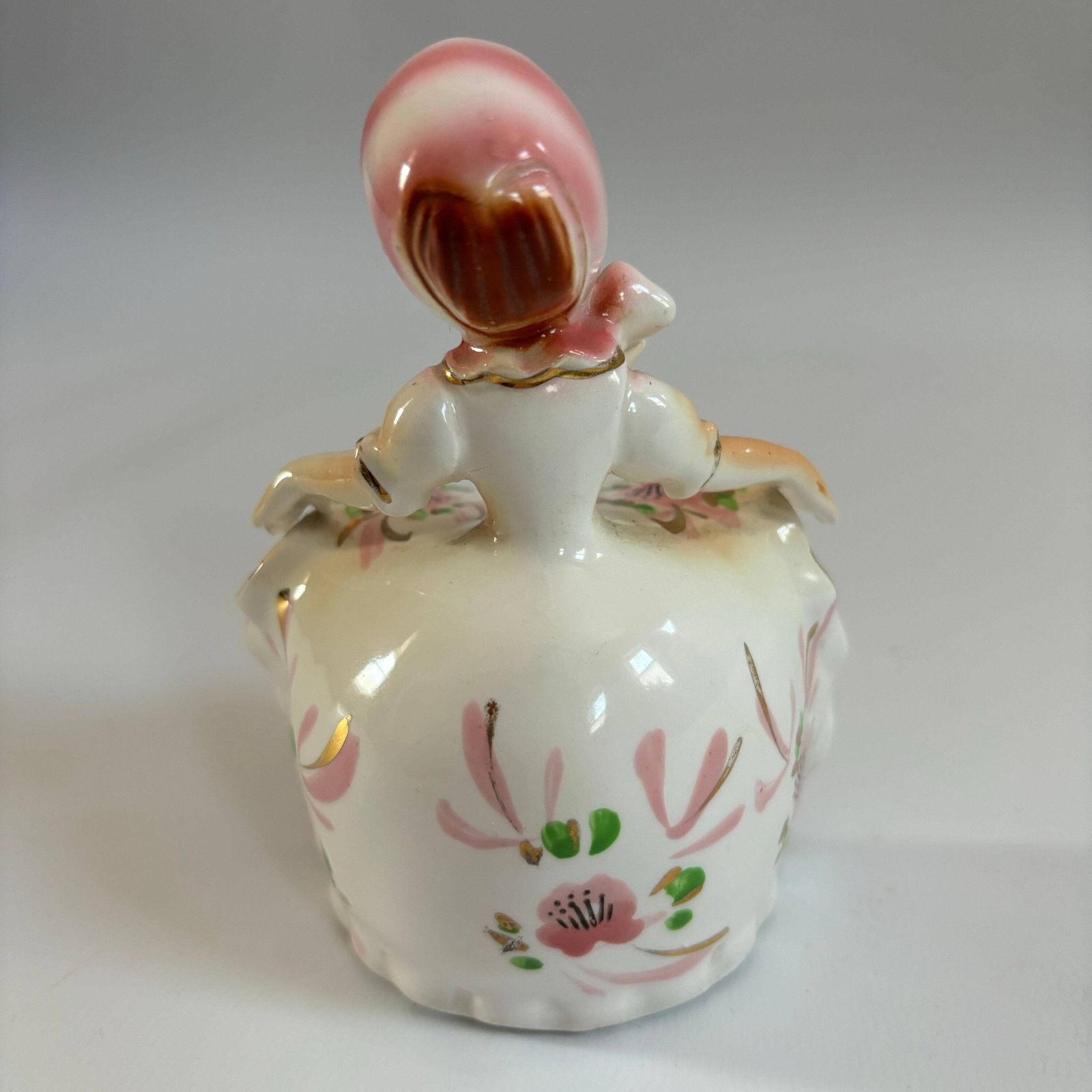 Vintage Lefton Ceramic Flower Girl Figurine: 1950s Japanese Ornament photo for sale