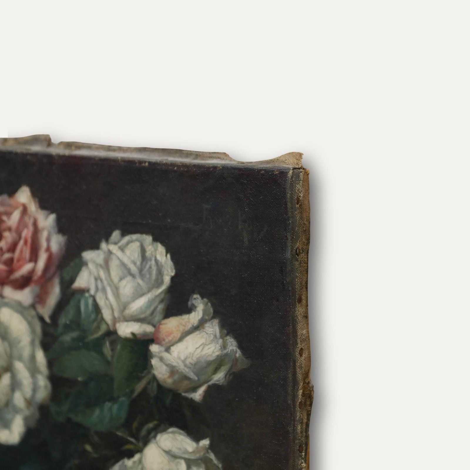 Frans Kops (1873 1951) Early 20th Century Oil, Pink & White Roses photo 450.0