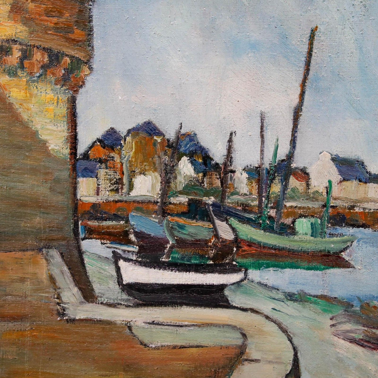 Jean Claude Mege 20th Century Oil, The Harbour photo for sale